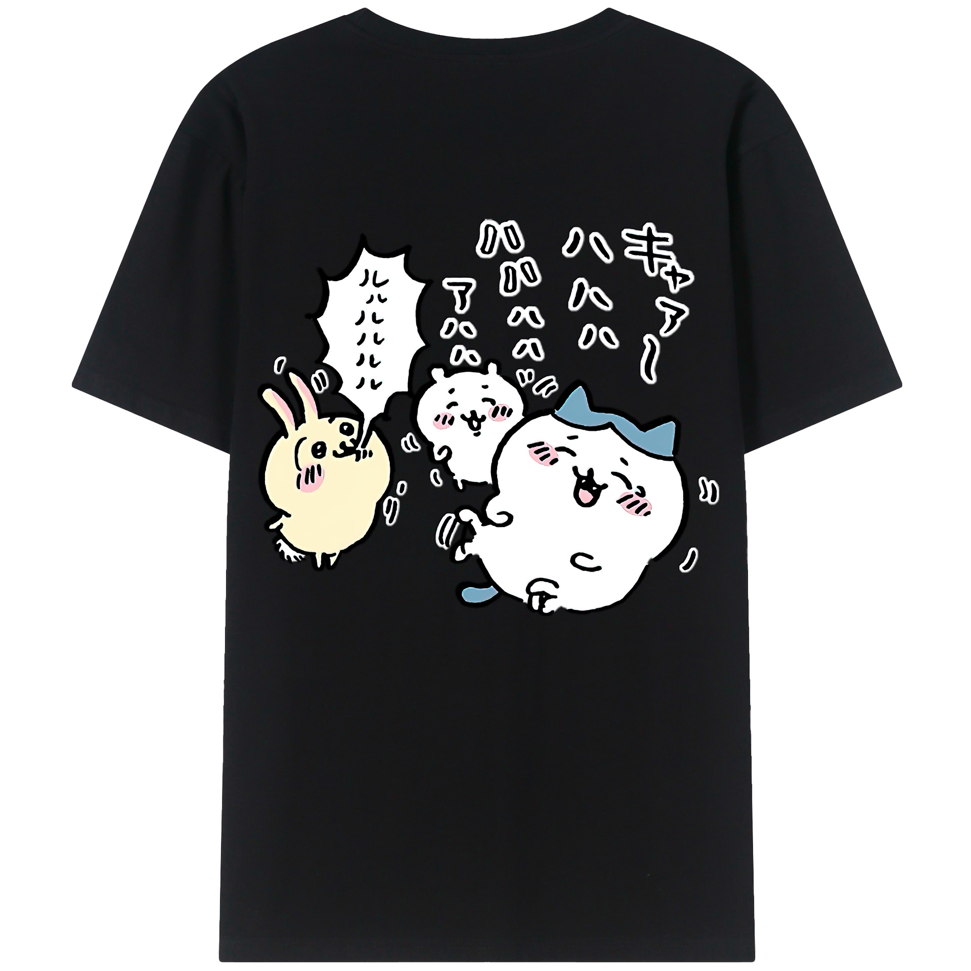 （画像用） ちいかわ うさぎ Chii-kawa usagi 綿100％半袖Tシャツ（背面プリント）
