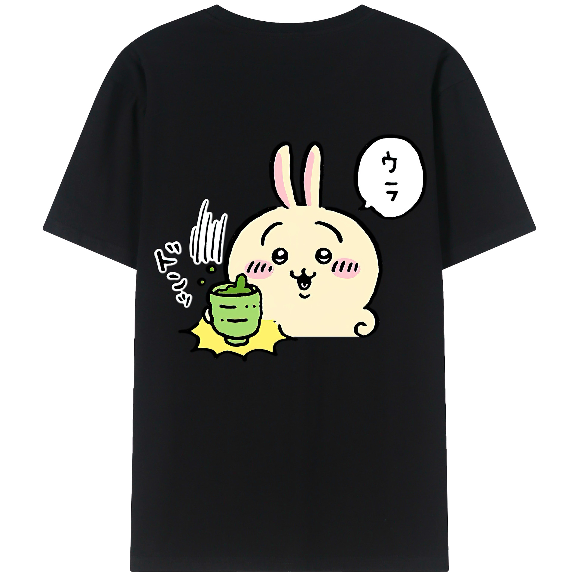（画像用） ちいかわ うさぎ Chii-kawa usagi 綿100％半袖Tシャツ（背面プリント）