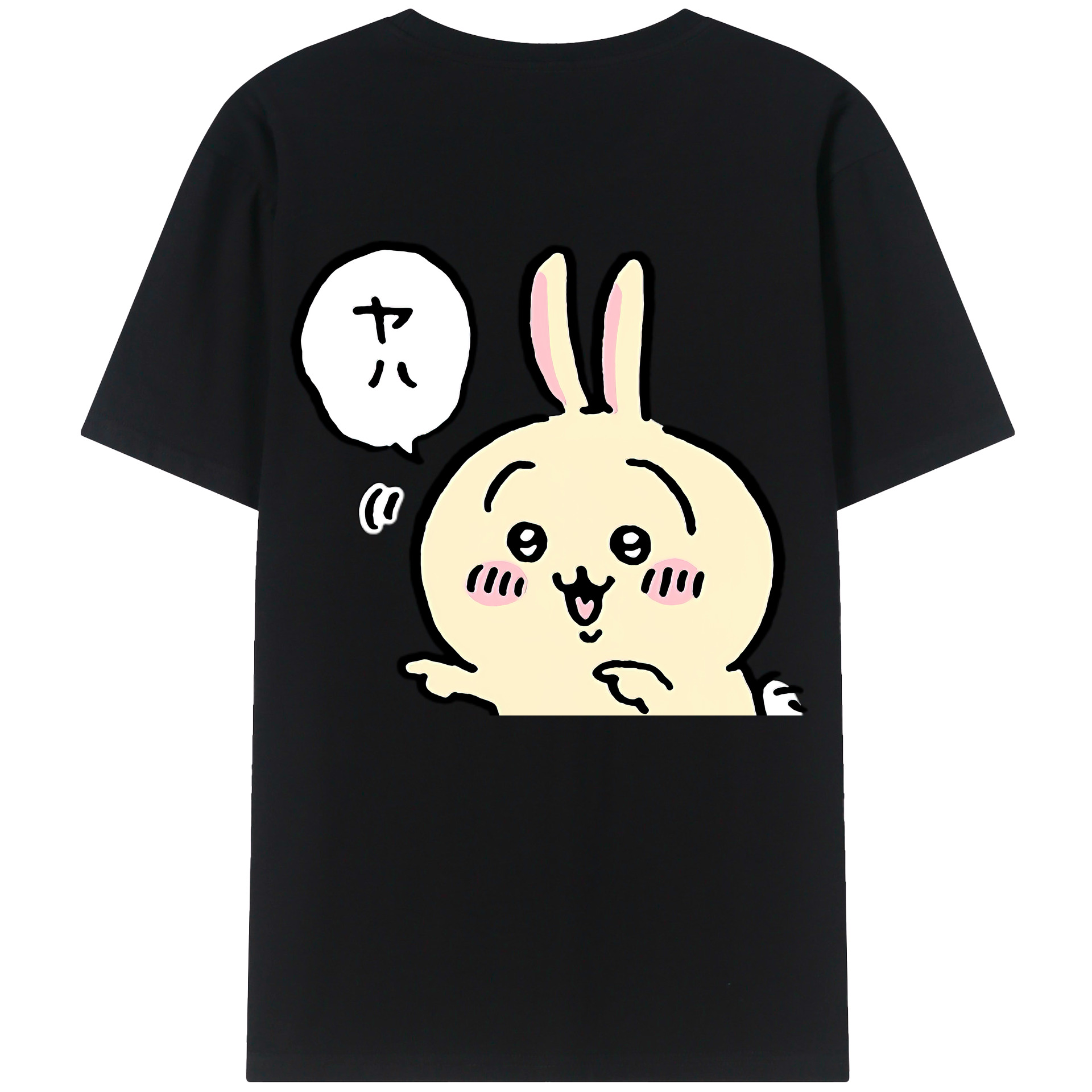 （画像用） ちいかわ うさぎ Chii-kawa usagi 綿100％半袖Tシャツ（背面プリント）
