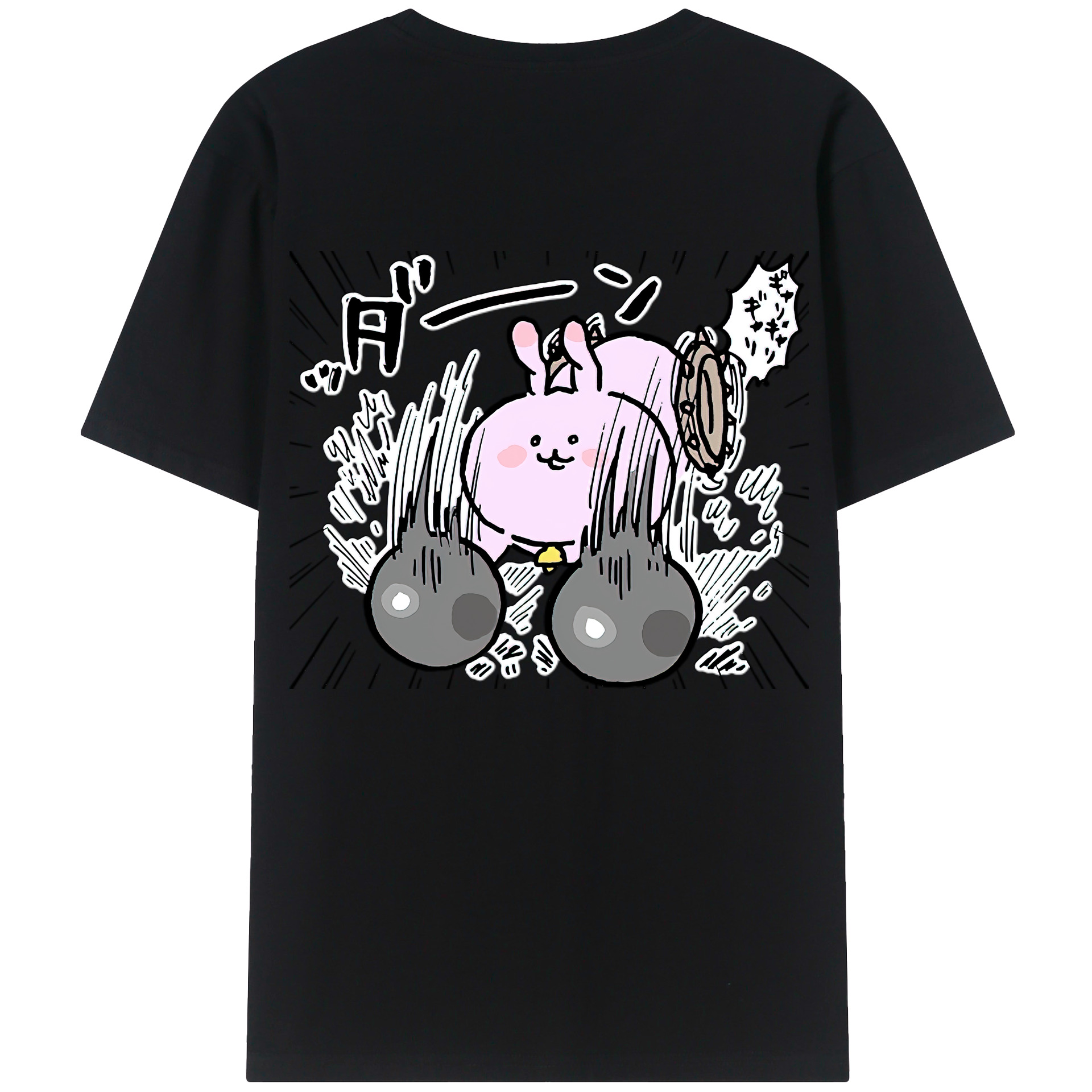 （画像用） ちいかわ うさぎ Chii-kawa usagi 綿100％半袖Tシャツ（背面プリント）