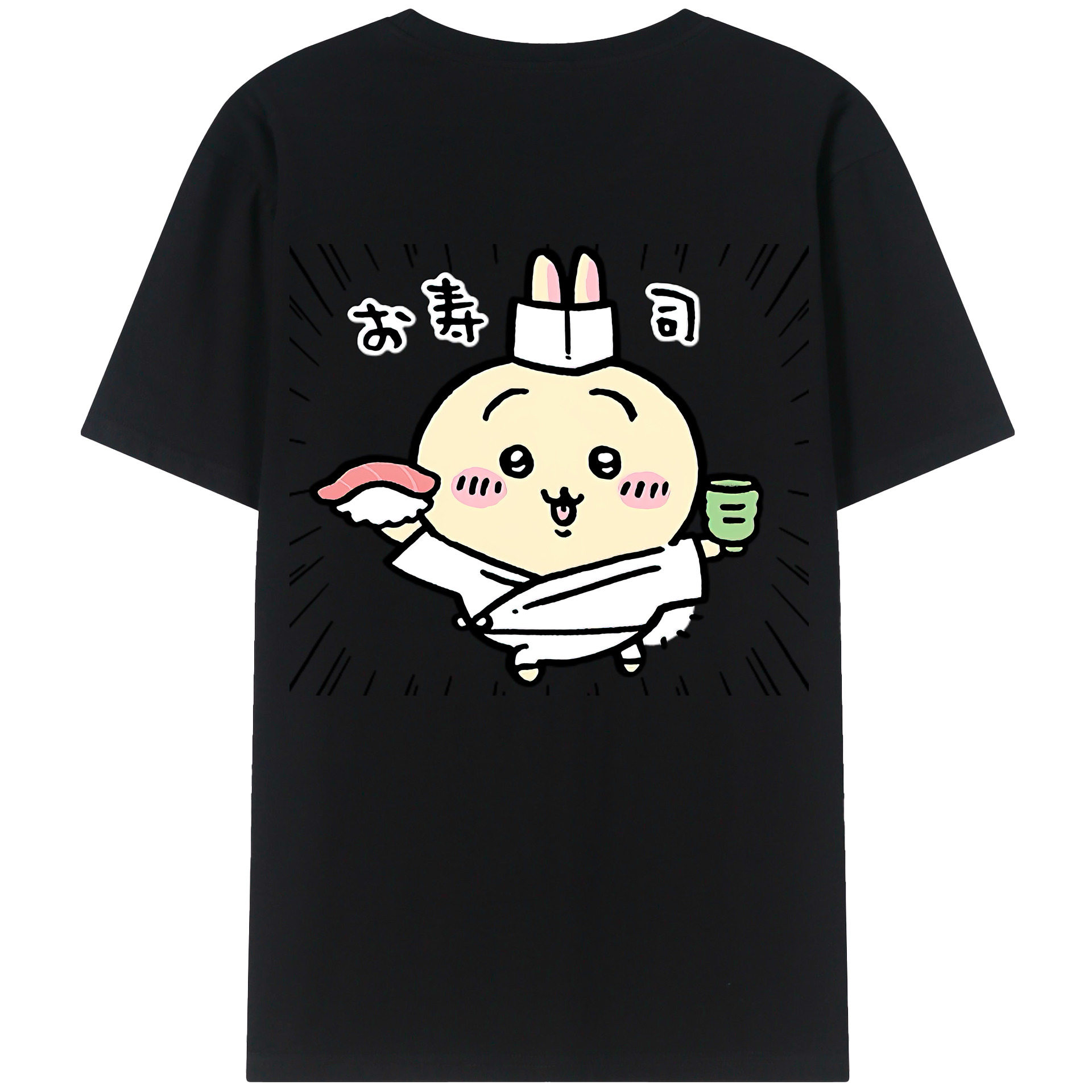 （画像用） ちいかわ うさぎ Chii-kawa usagi 綿100％半袖Tシャツ（背面プリント）