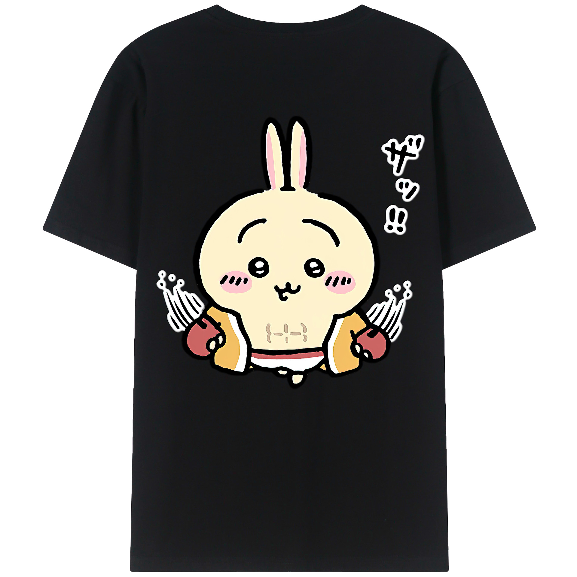 （画像用） ちいかわ うさぎ Chii-kawa usagi 綿100％半袖Tシャツ（背面プリント）
