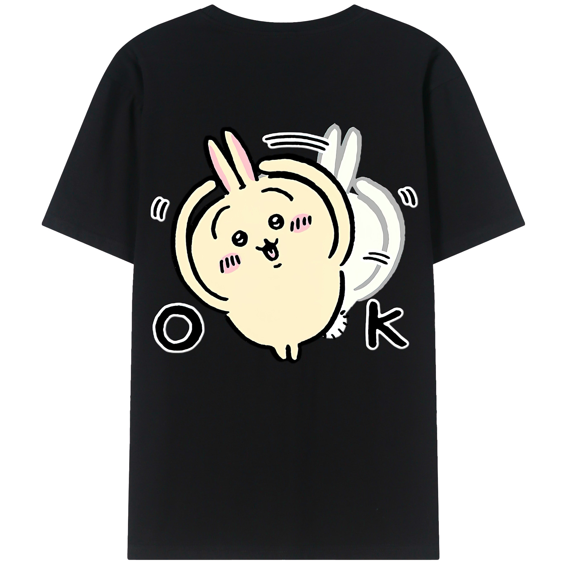 （画像用） ちいかわ うさぎ Chii-kawa usagi 綿100％半袖Tシャツ（背面プリント）