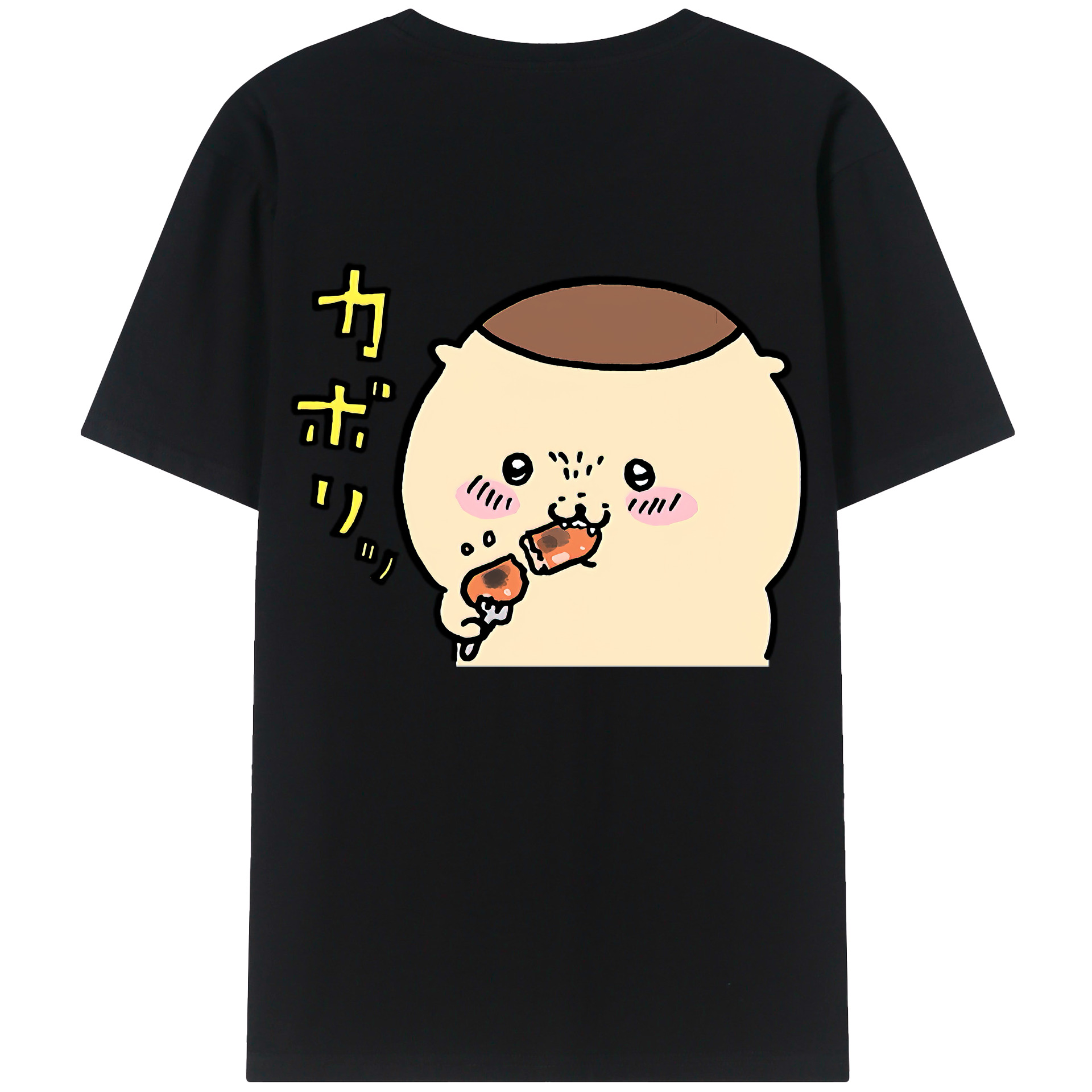 （画像用） ちいかわ くりまんじゅう Chii-kawa kuri manjū 綿100％半袖Tシャツ（背面プリント）
