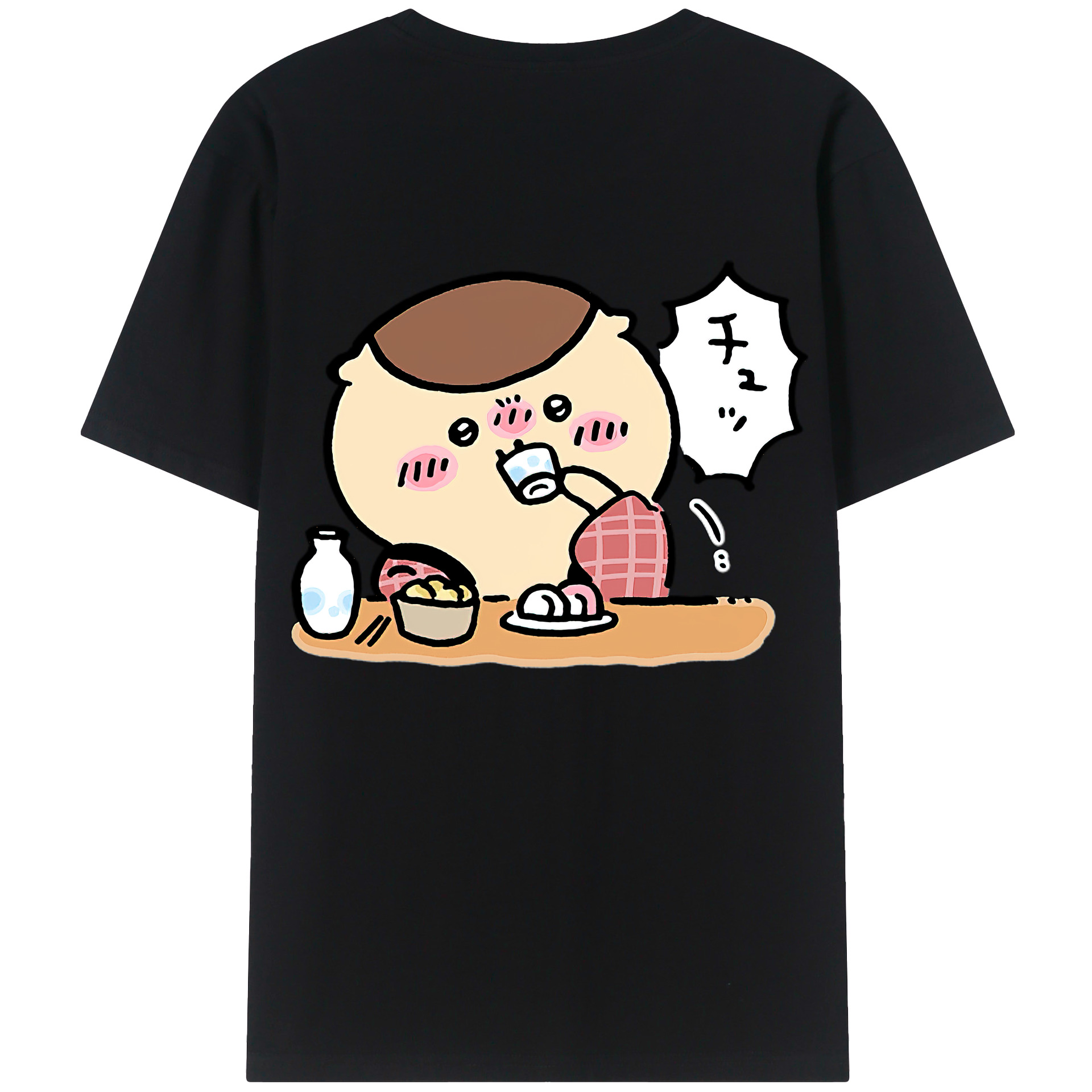 （画像用） ちいかわ くりまんじゅう Chii-kawa kuri manjū 綿100％半袖Tシャツ（背面プリント）