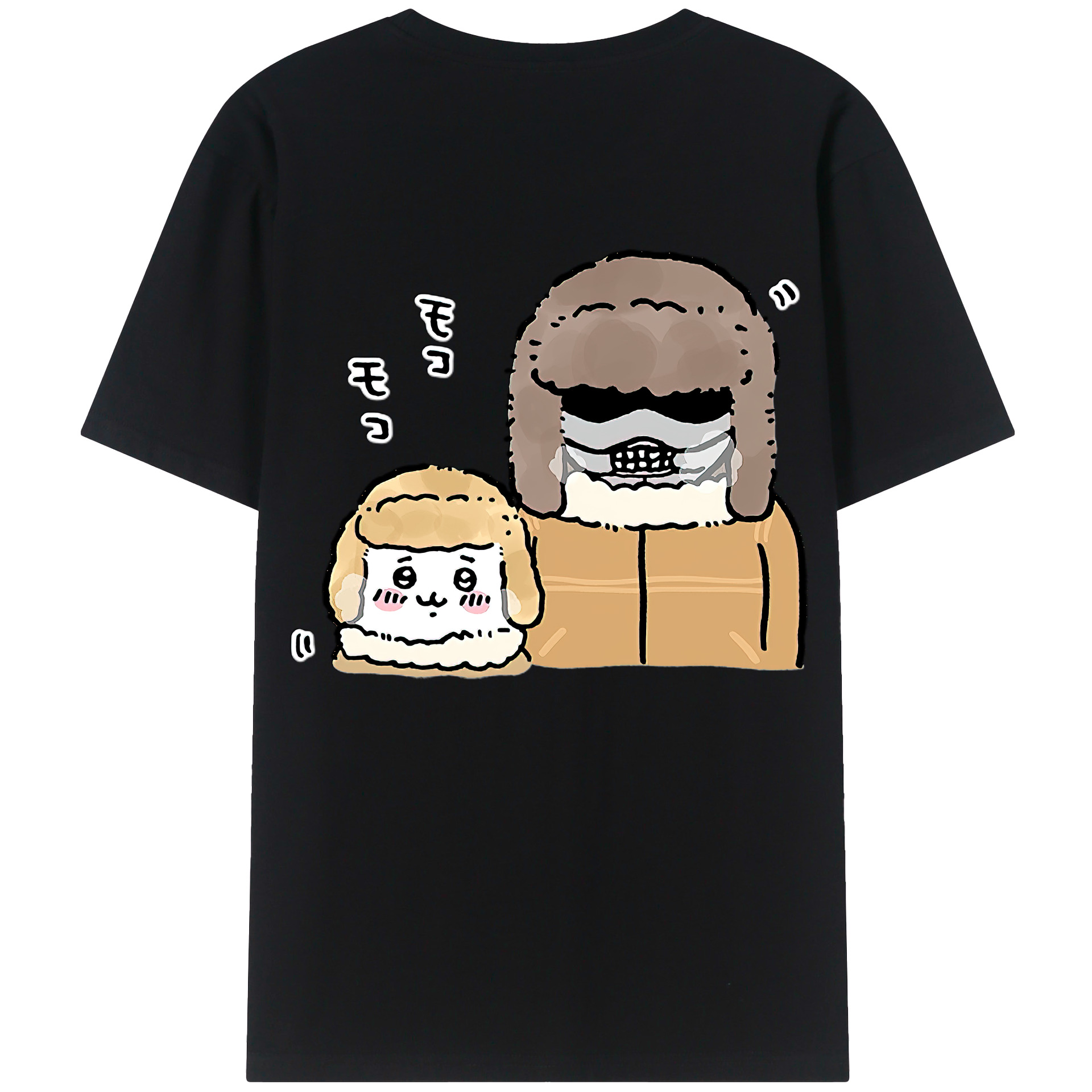 （画像用） ちいかわ 労働の鎧さん Chii-kawa Mr. Armor of Labor 綿100％半袖Tシャツ（背面プリント）