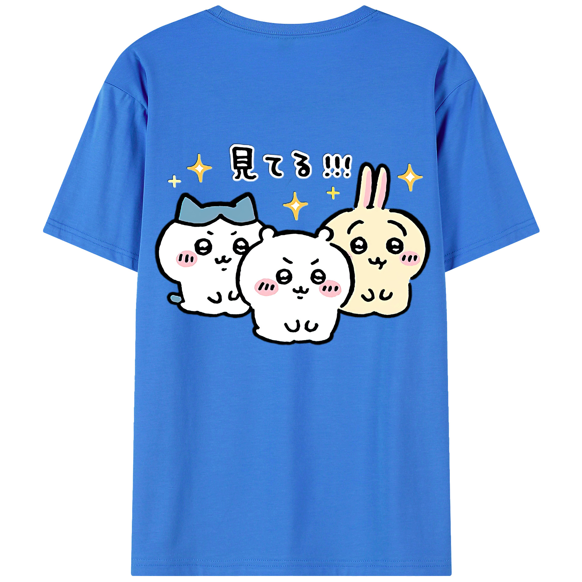 （画像用） ちいかわ ハチワレ Chii-kawa hachiware 綿100％半袖Tシャツ（背面プリント）