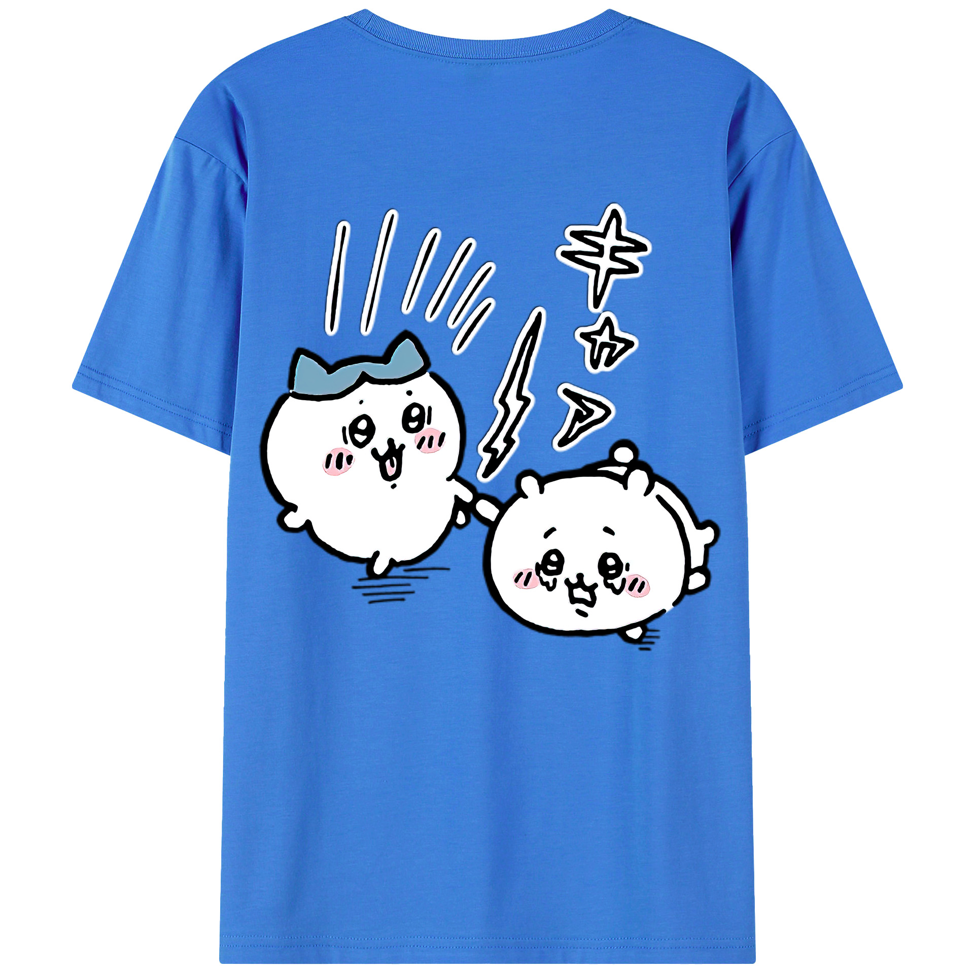 （画像用） ちいかわ ハチワレ Chii-kawa hachiware 綿100％半袖Tシャツ（背面プリント）