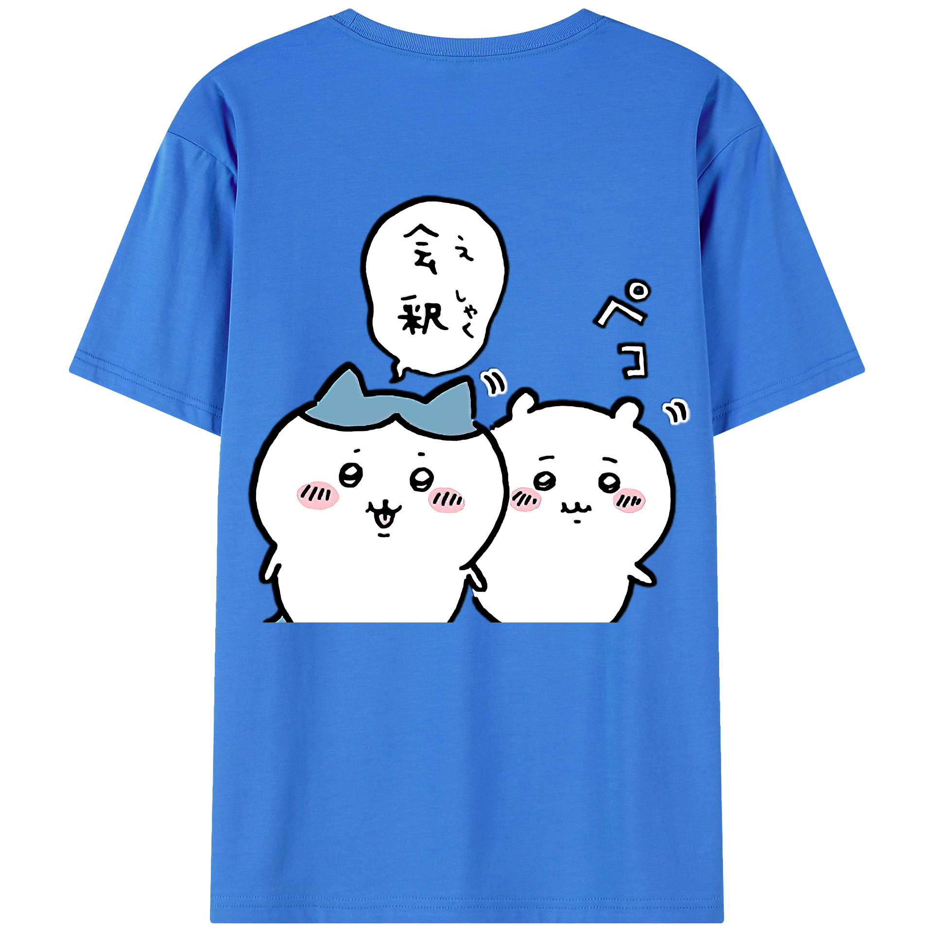 （画像用） ちいかわ ハチワレ Chii-kawa hachiware 綿100％半袖Tシャツ（背面プリント）
