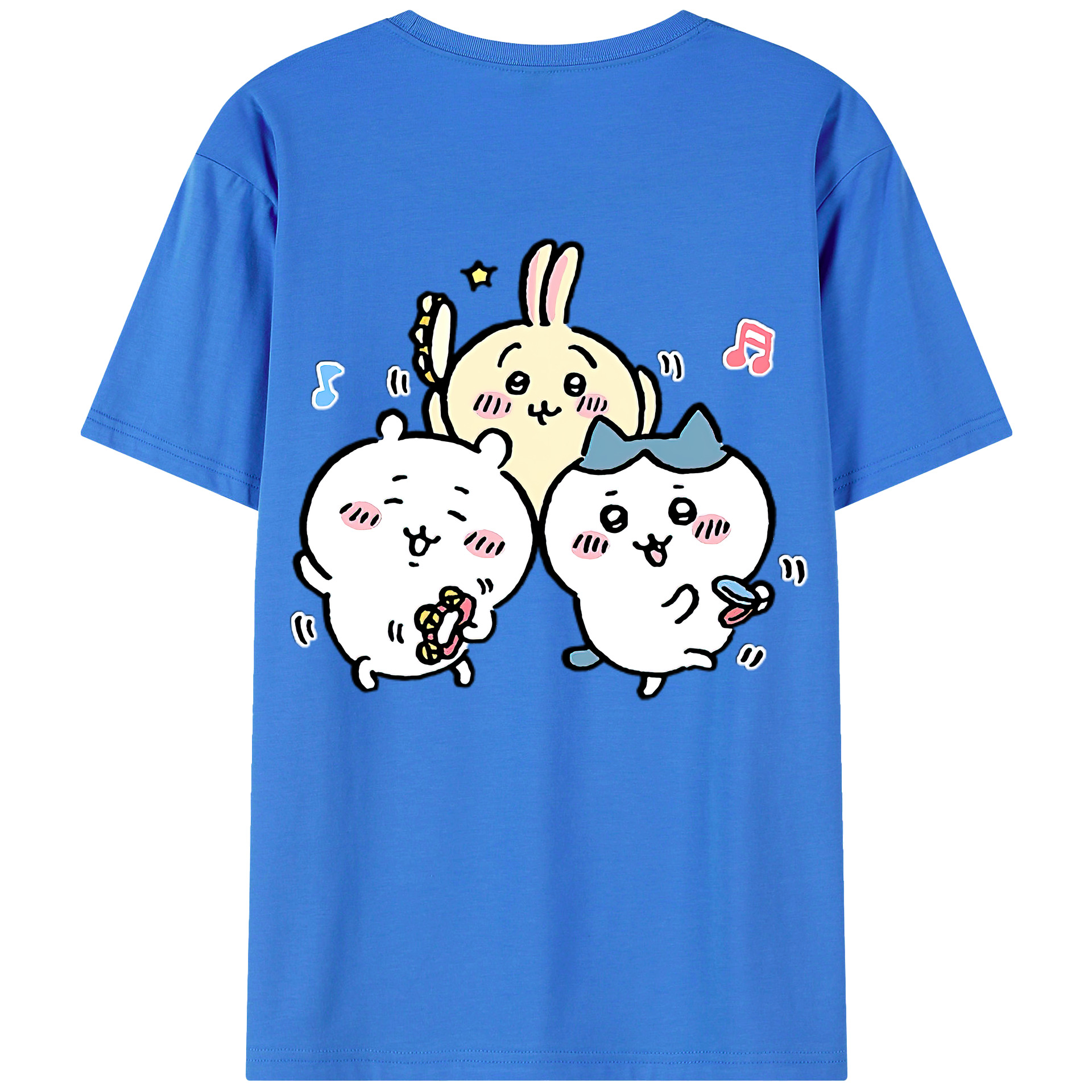 （画像用） ちいかわ ハチワレ Chii-kawa hachiware 綿100％半袖Tシャツ（背面プリント）