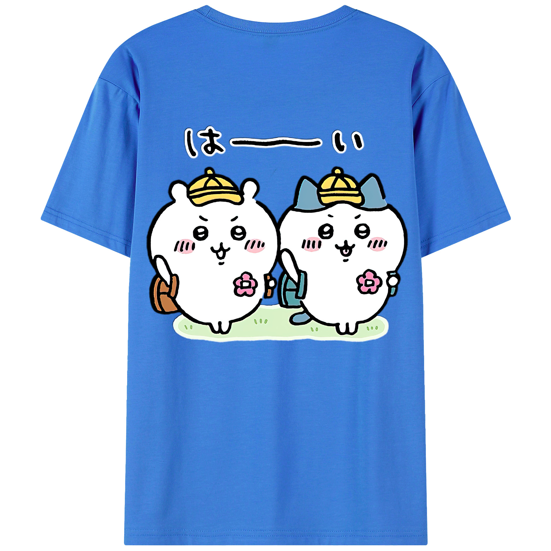 （画像用） ちいかわ ハチワレ Chii-kawa hachiware 綿100％半袖Tシャツ（背面プリント）