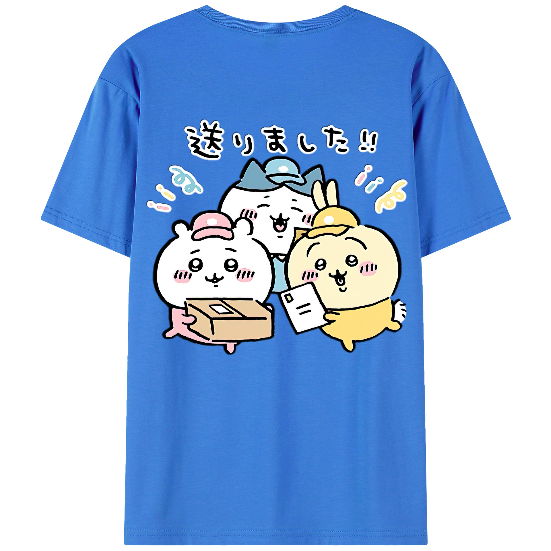 （画像用） ちいかわ ハチワレ Chii-kawa hachiware 綿100％半袖Tシャツ（背面プリント）