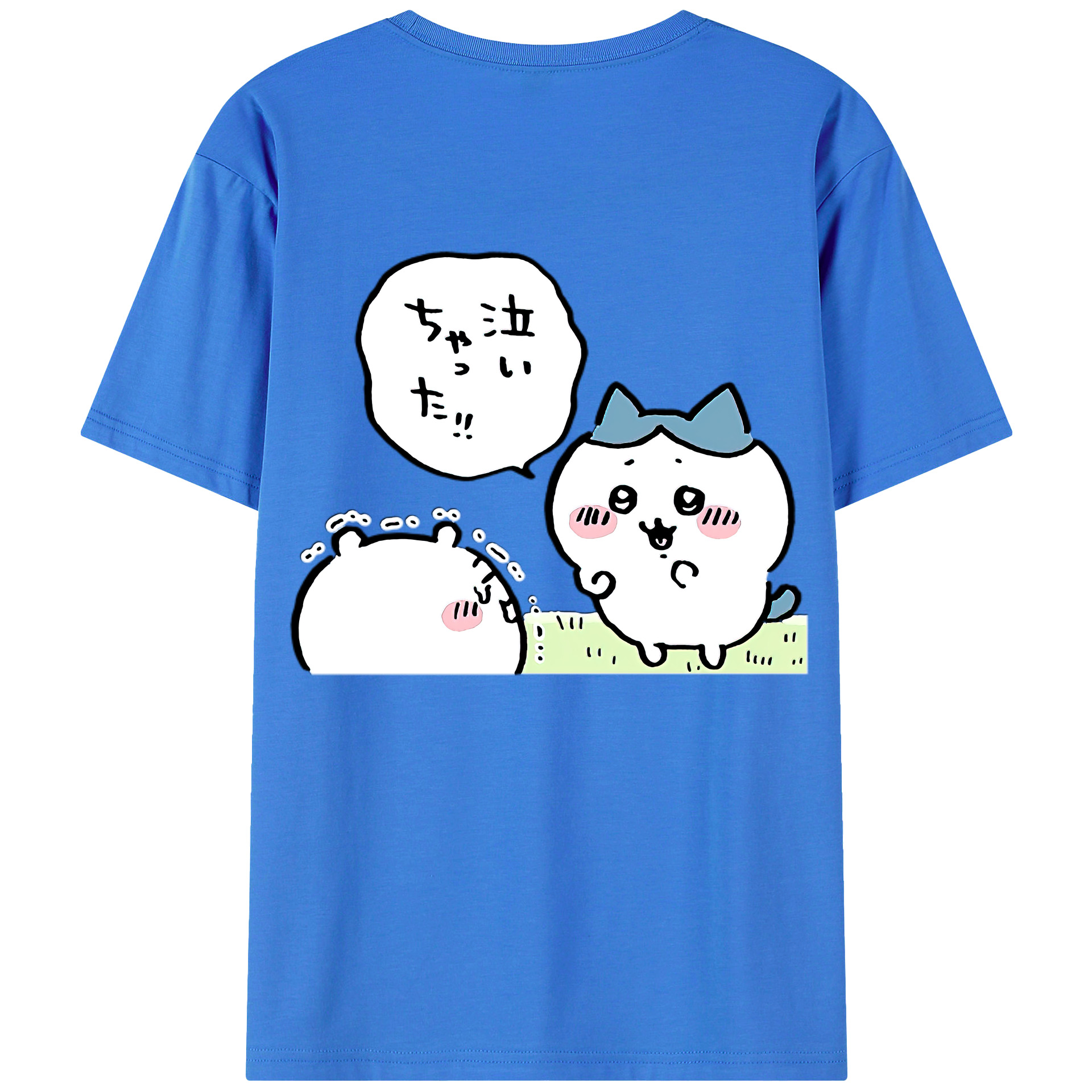 （画像用） ちいかわ ハチワレ Chii-kawa hachiware 綿100％半袖Tシャツ（背面プリント）