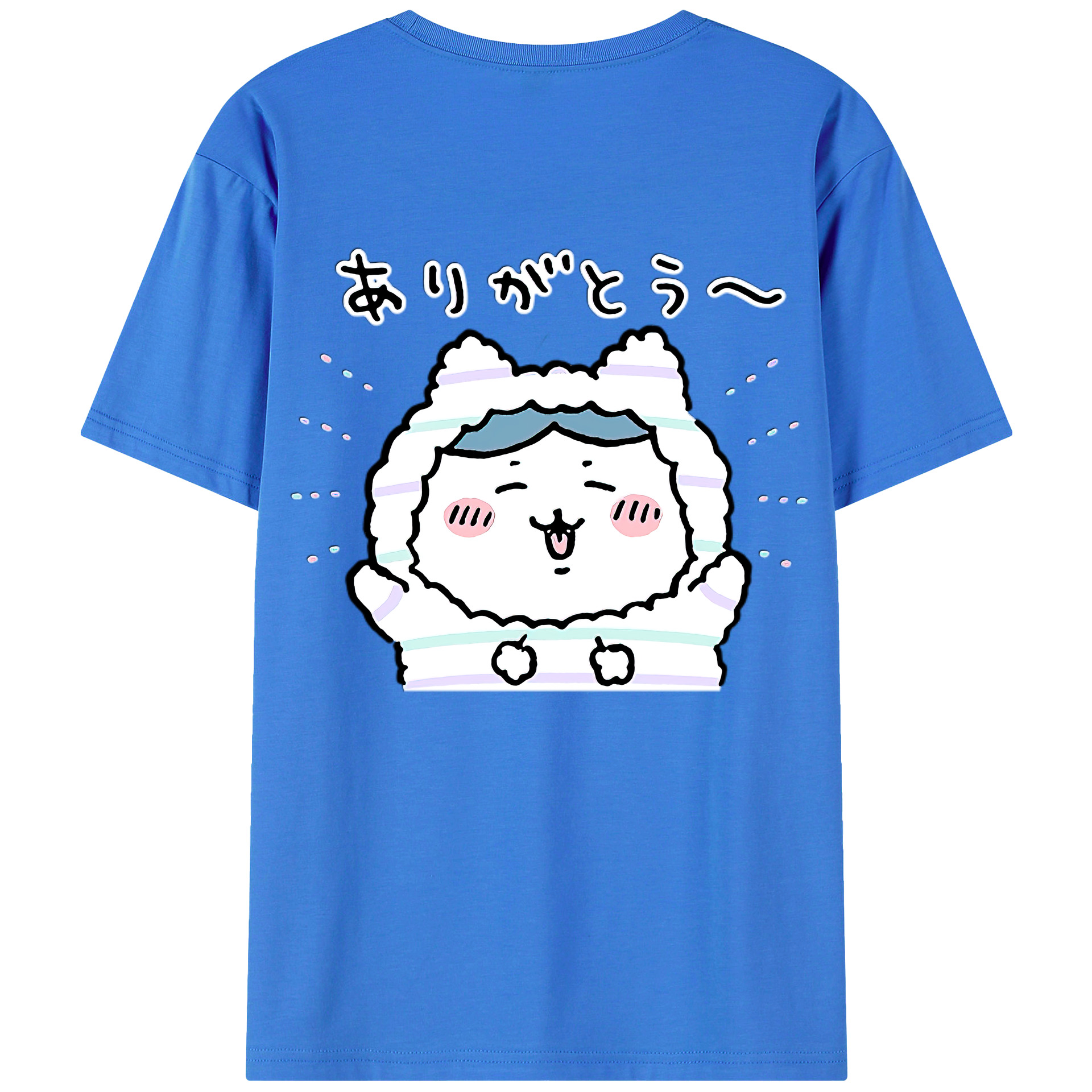 （画像用） ちいかわ ハチワレ Chii-kawa hachiware 綿100％半袖Tシャツ（背面プリント）