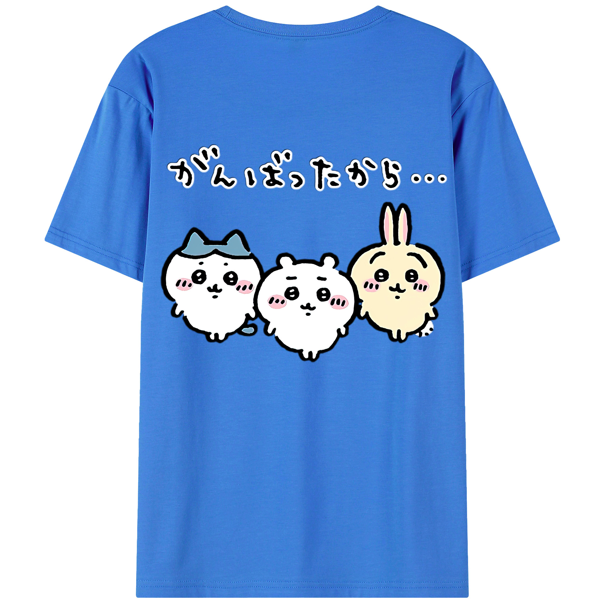 （画像用） ちいかわ ハチワレ Chii-kawa hachiware 綿100％半袖Tシャツ（背面プリント）