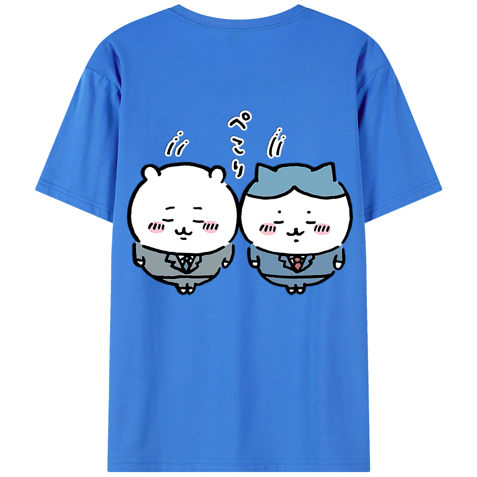 （画像用） ちいかわ ハチワレ Chii-kawa hachiware 綿100％半袖Tシャツ（背面プリント）