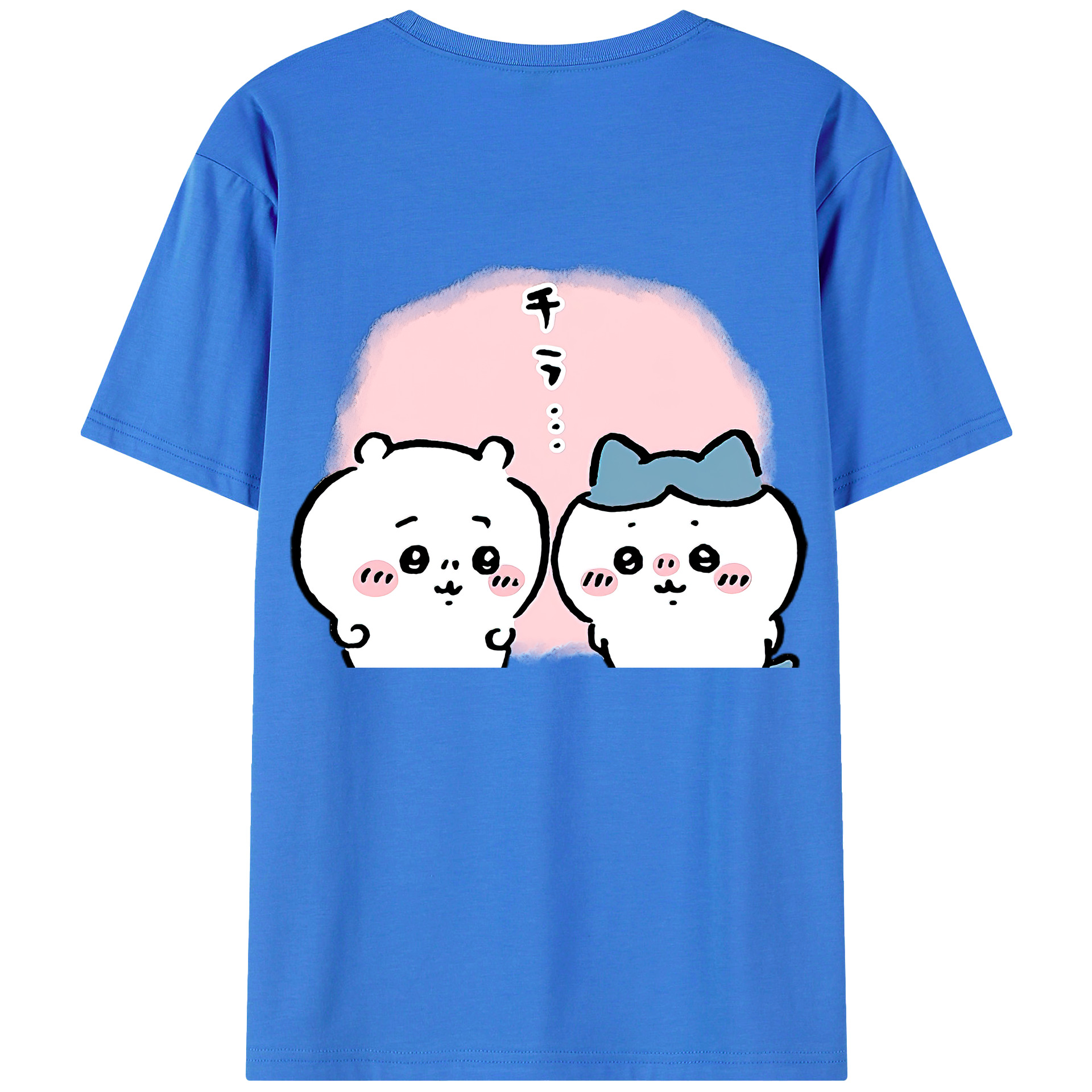 （画像用） ちいかわ ハチワレ Chii-kawa hachiware 綿100％半袖Tシャツ（背面プリント）