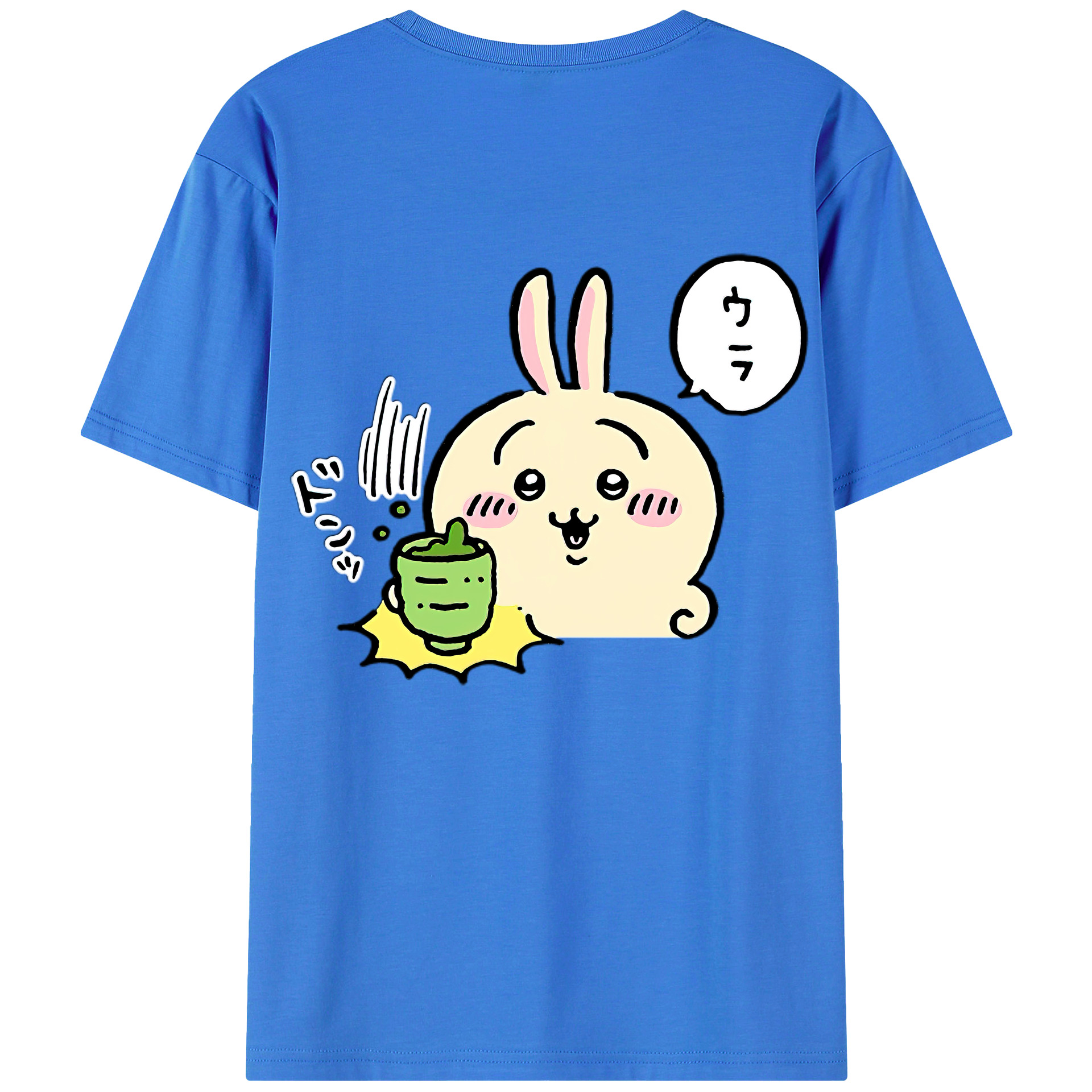 （画像用） ちいかわ うさぎ Chii-kawa usagi 綿100％半袖Tシャツ（背面プリント）