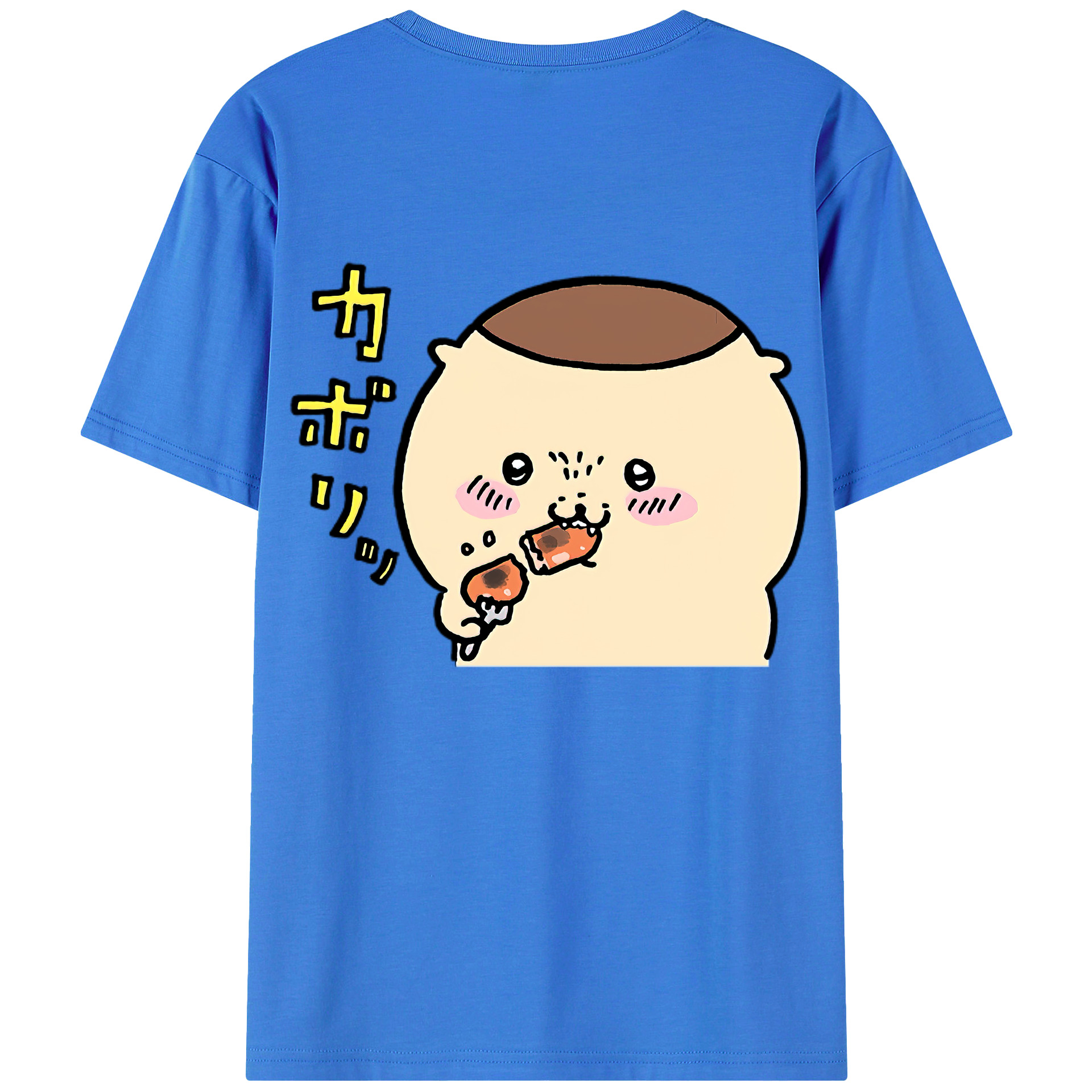 （画像用） ちいかわ くりまんじゅう Chii-kawa kuri manjū 綿100％半袖Tシャツ（背面プリント）