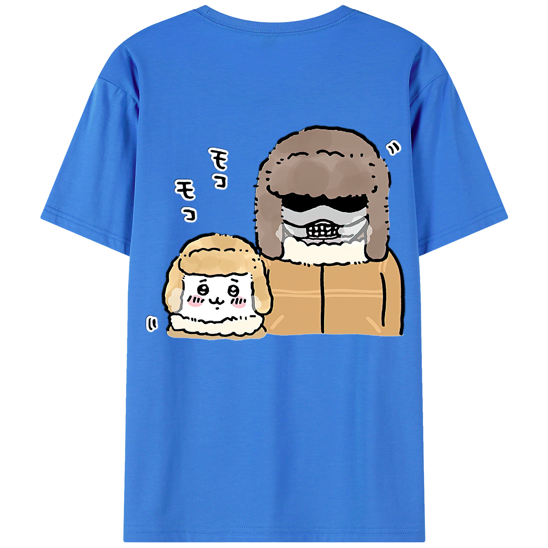 （画像用） ちいかわ 労働の鎧さん Chii-kawa Mr. Armor of Labor 綿100％半袖Tシャツ（背面プリント）