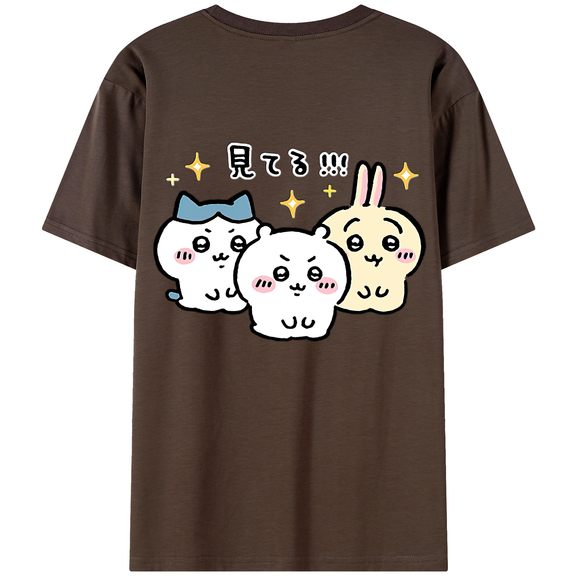 （画像用） ちいかわ ハチワレ Chii-kawa hachiware 綿100％半袖Tシャツ（背面プリント）