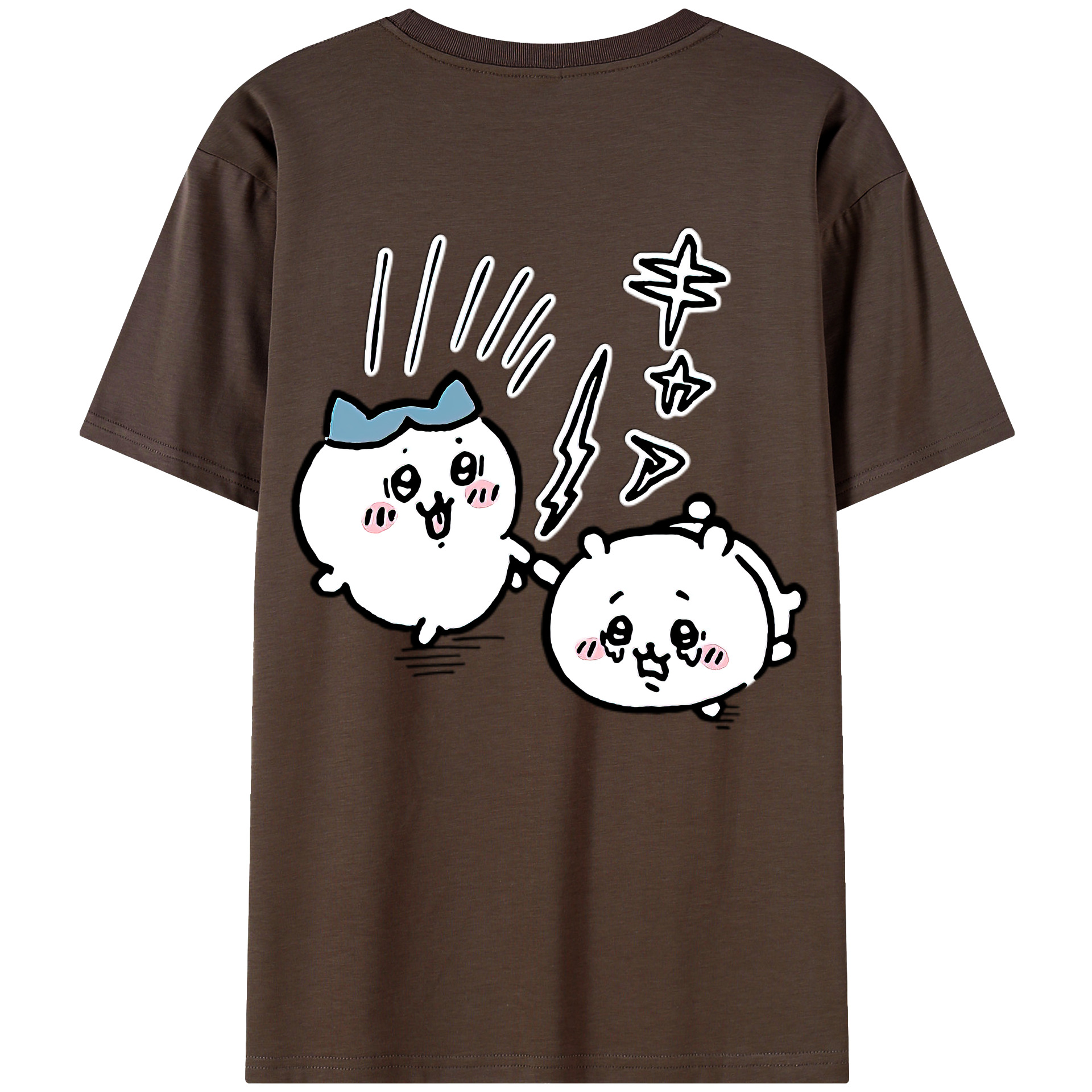 （画像用） ちいかわ ハチワレ Chii-kawa hachiware 綿100％半袖Tシャツ（背面プリント）