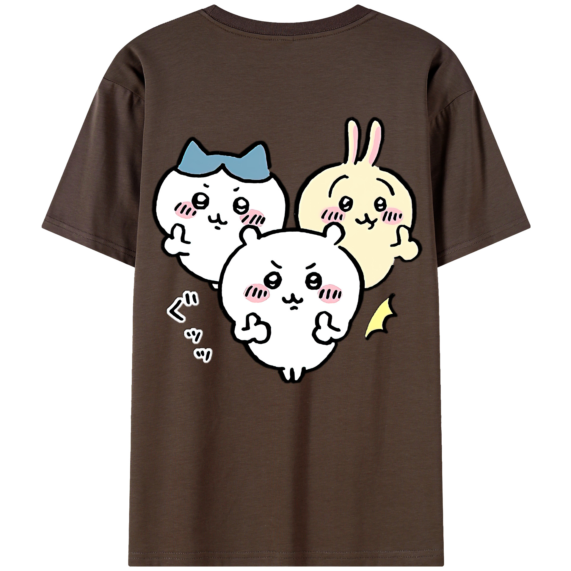 （画像用） ちいかわ うさぎ Chii-kawa usagi 綿100％半袖Tシャツ（背面プリント）