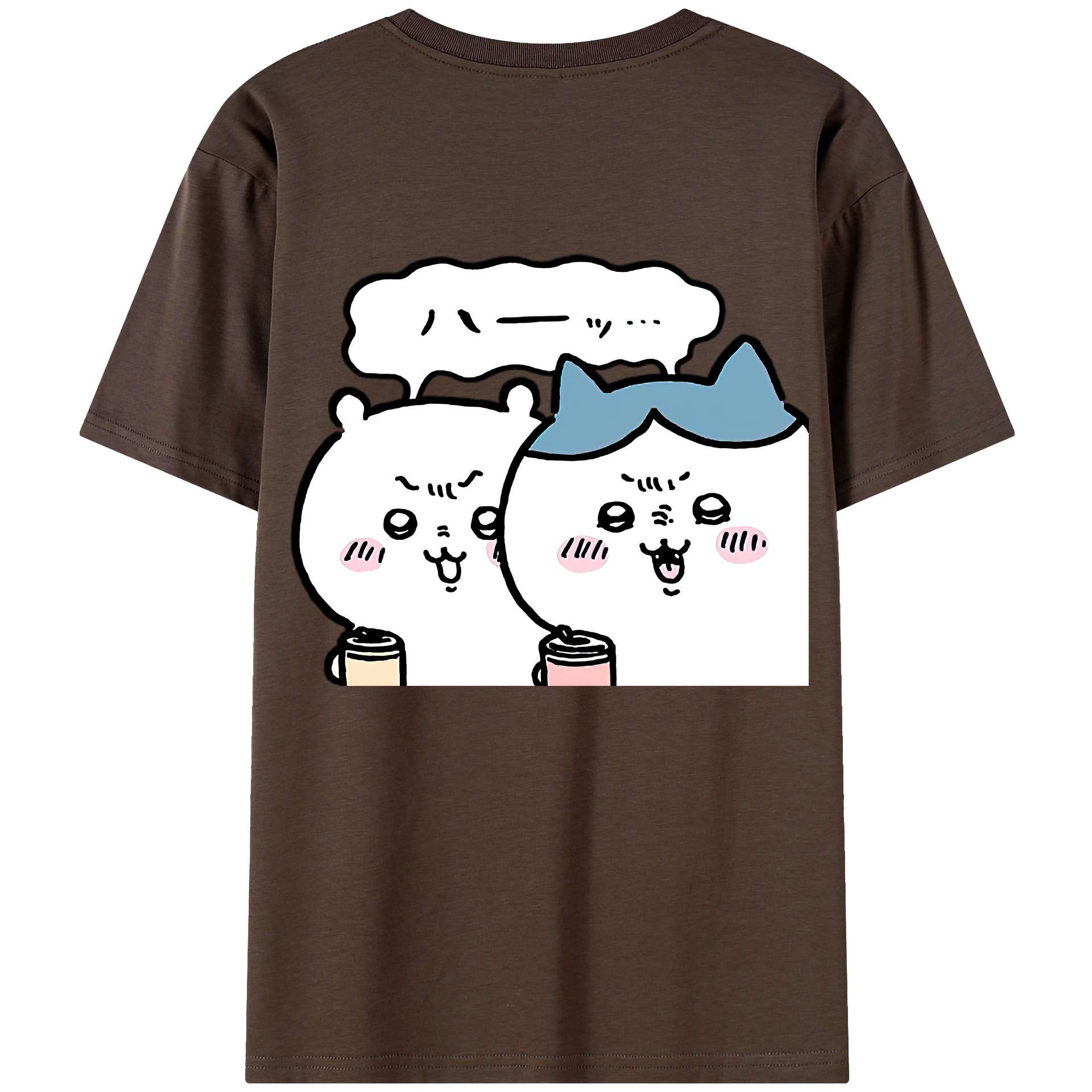 （画像用） ちいかわ ハチワレ Chii-kawa hachiware 綿100％半袖Tシャツ（背面プリント）