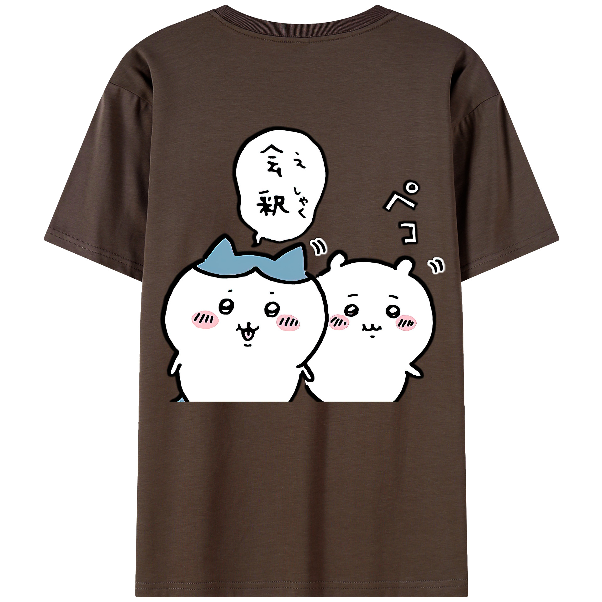 （画像用） ちいかわ ハチワレ Chii-kawa hachiware 綿100％半袖Tシャツ（背面プリント）