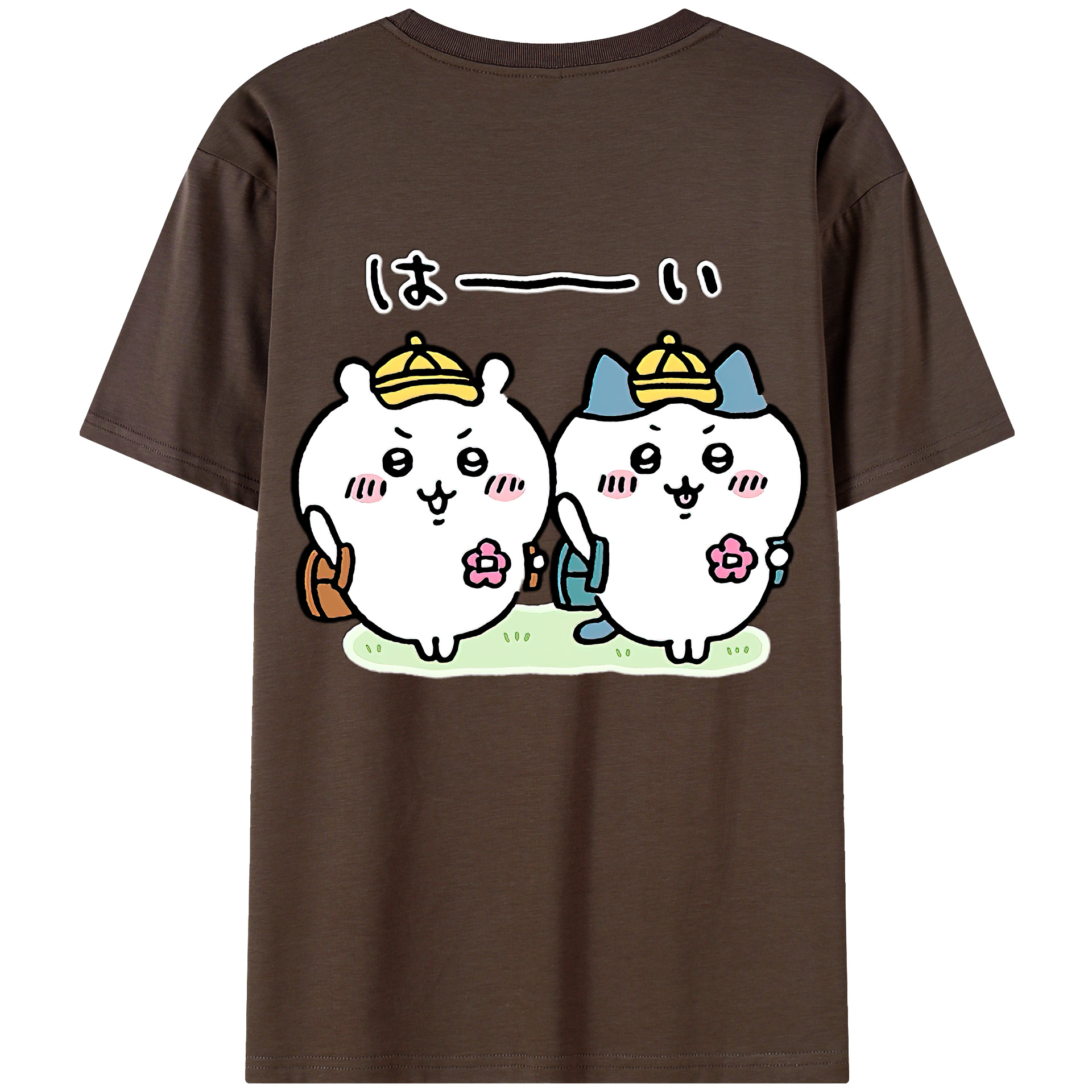 （画像用） ちいかわ ハチワレ Chii-kawa hachiware 綿100％半袖Tシャツ（背面プリント）