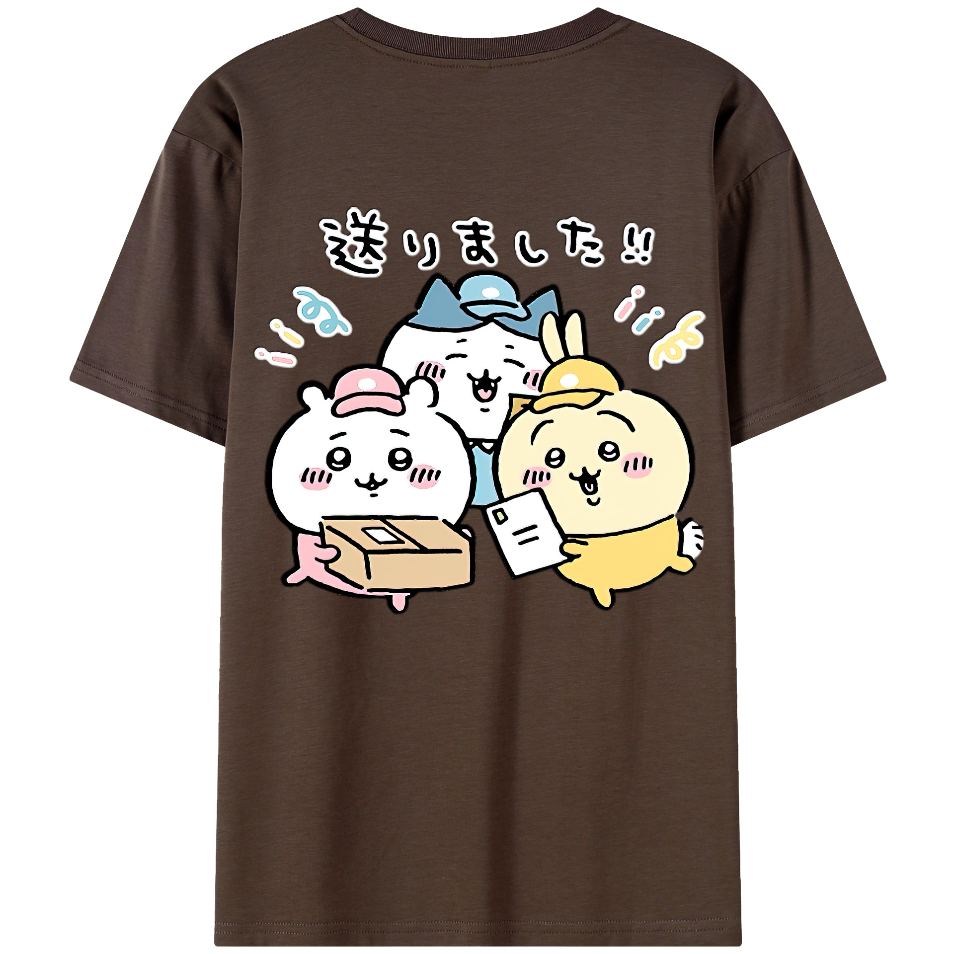 （画像用） ちいかわ ハチワレ Chii-kawa hachiware 綿100％半袖Tシャツ（背面プリント）