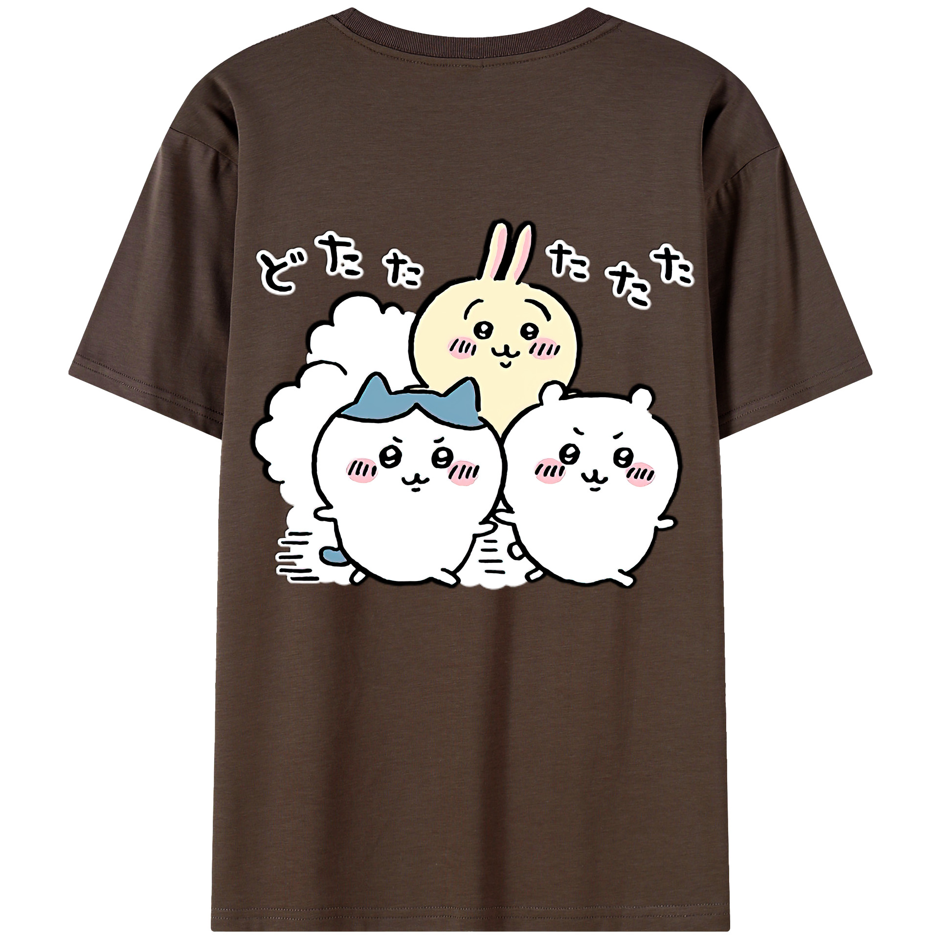 （画像用） ちいかわ ハチワレ Chii-kawa hachiware 綿100％半袖Tシャツ（背面プリント）