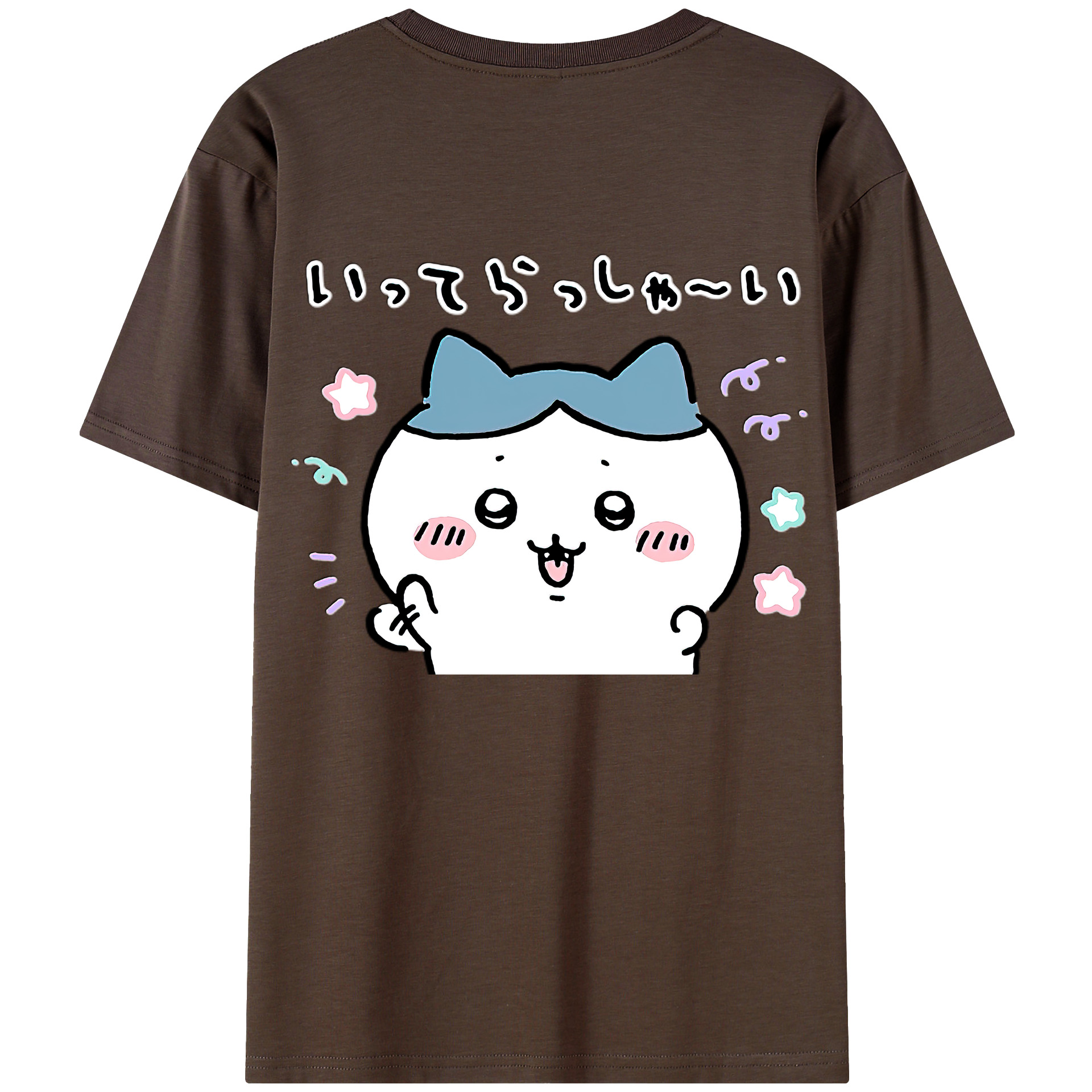 （画像用） ちいかわ ハチワレ Chii-kawa hachiware 綿100％半袖Tシャツ（背面プリント）