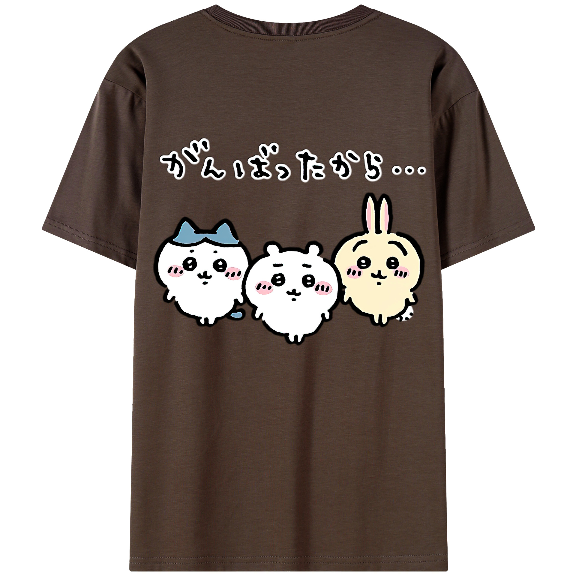 （画像用） ちいかわ ハチワレ Chii-kawa hachiware 綿100％半袖Tシャツ（背面プリント）