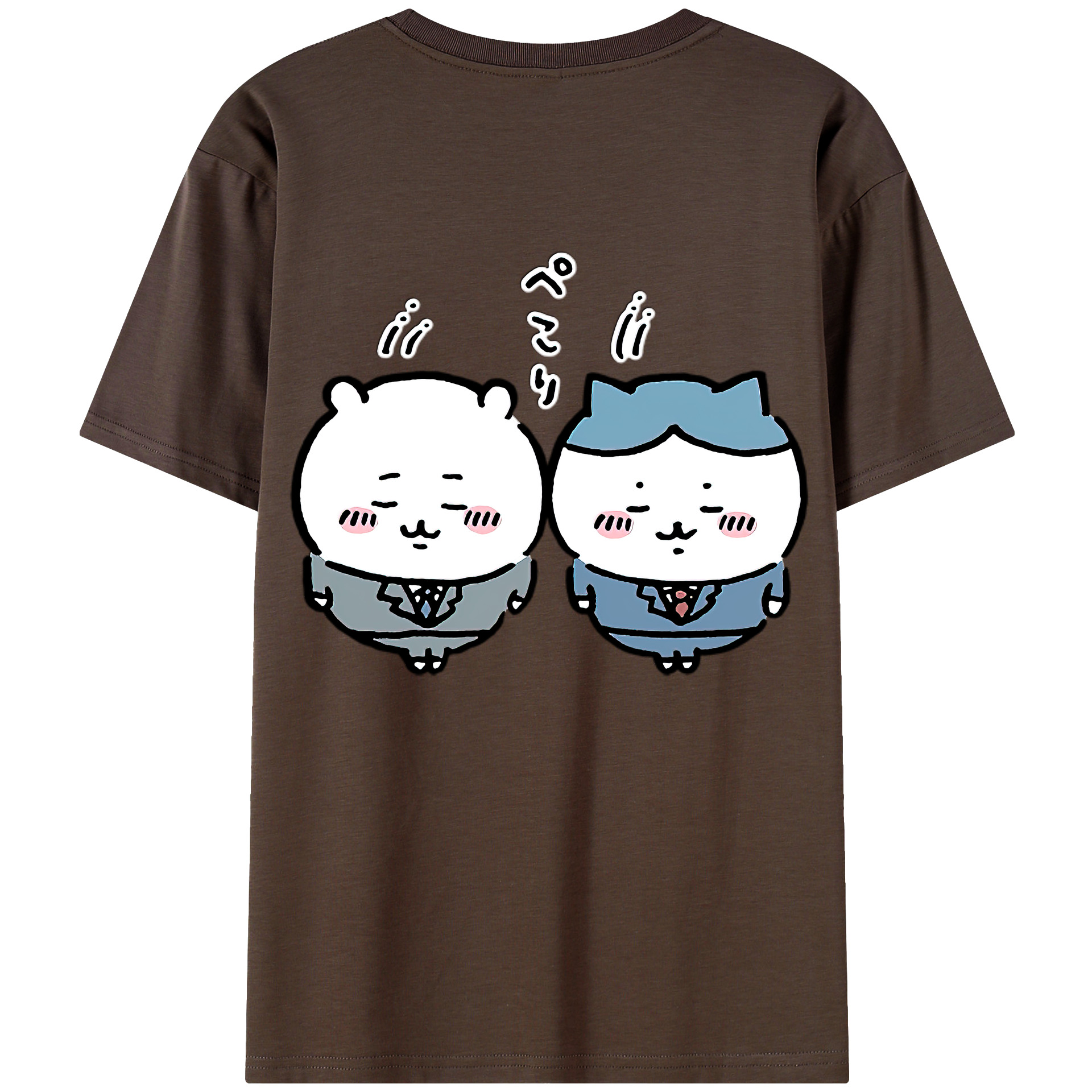 （画像用） ちいかわ ハチワレ Chii-kawa hachiware 綿100％半袖Tシャツ（背面プリント）