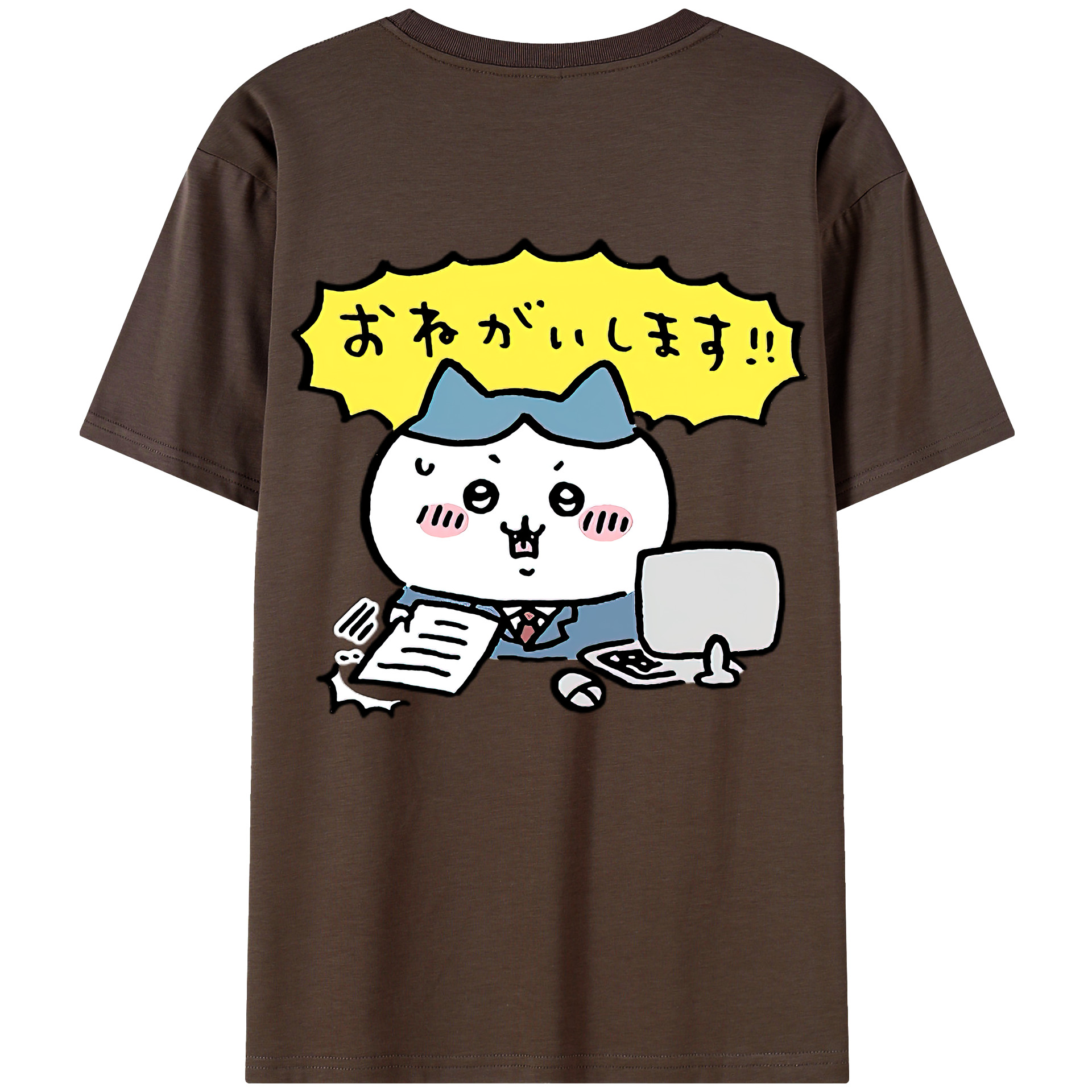 （画像用） ちいかわ ハチワレ Chii-kawa hachiware 綿100％半袖Tシャツ（背面プリント）