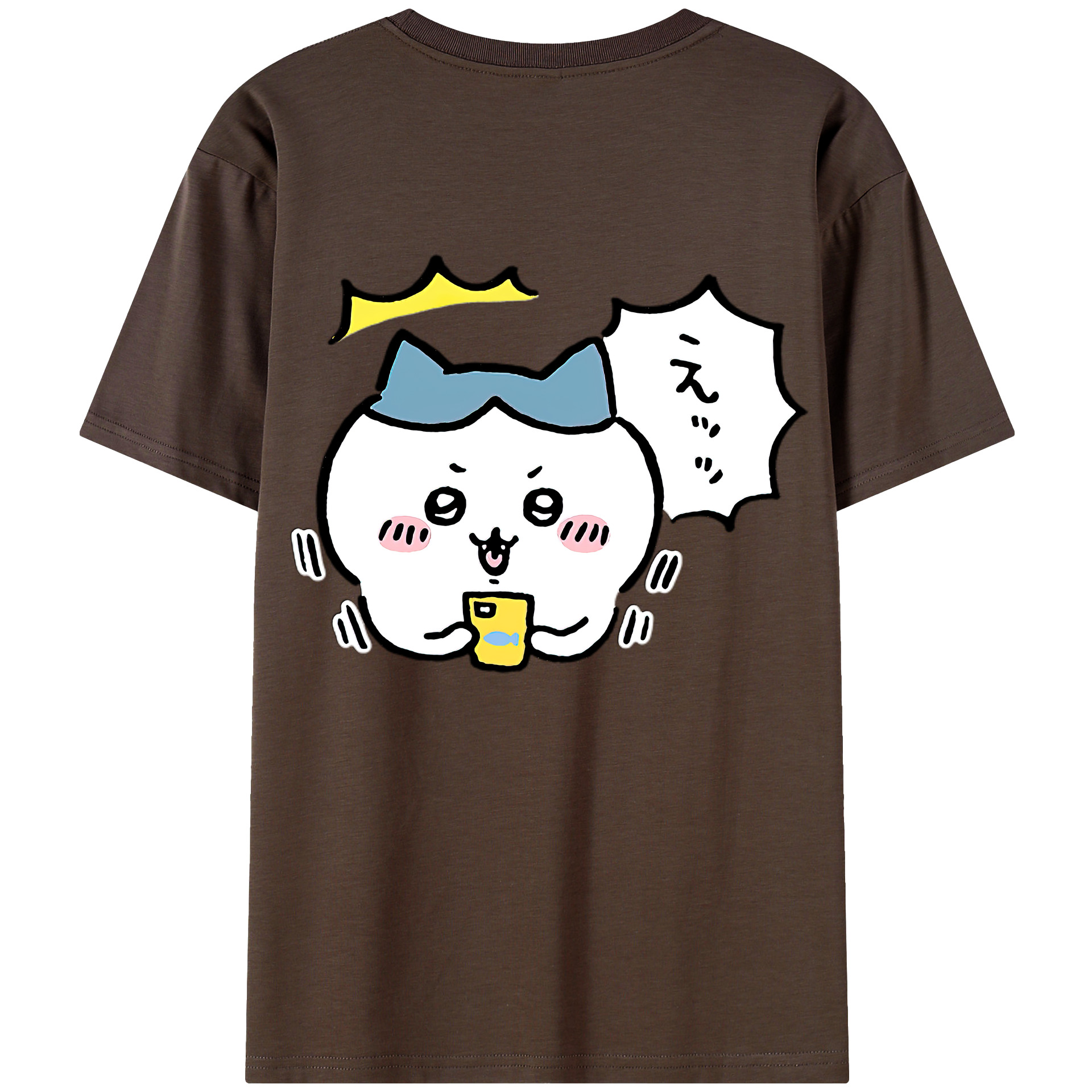 （画像用） ちいかわ ハチワレ Chii-kawa hachiware 綿100％半袖Tシャツ（背面プリント）