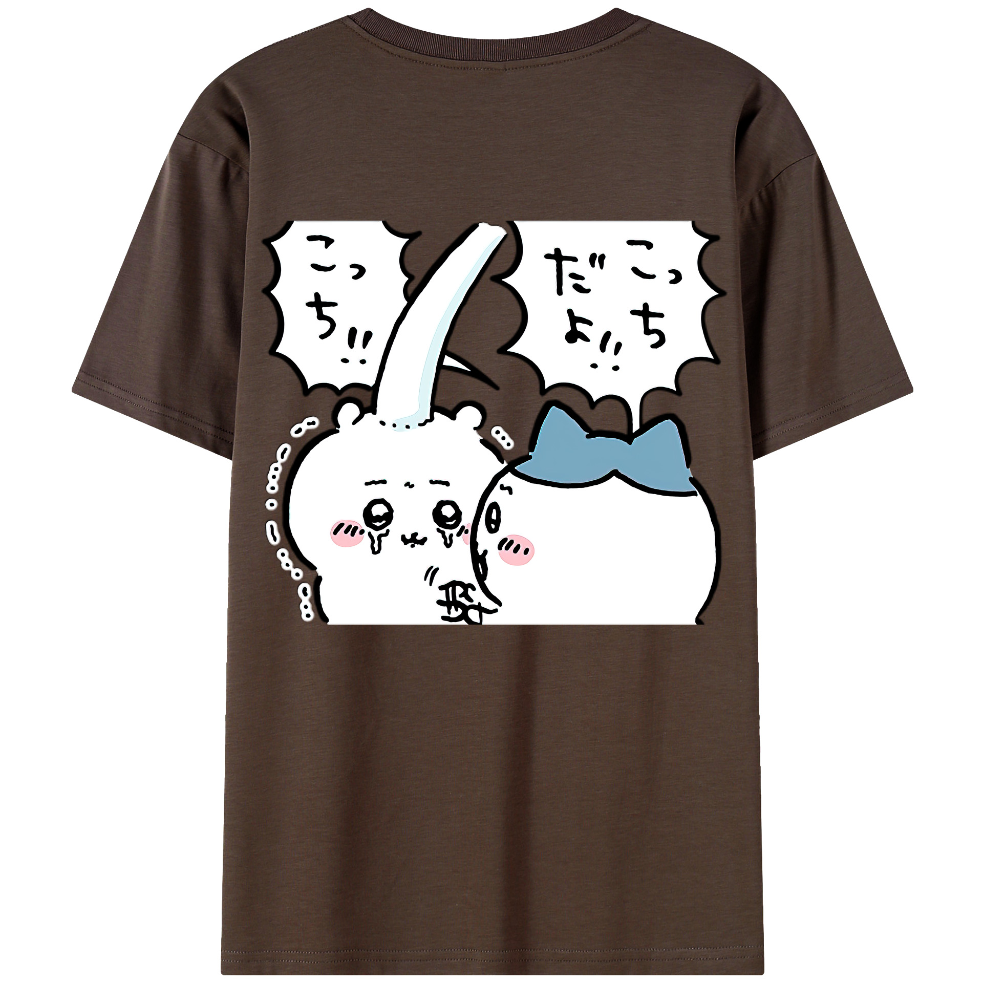 （画像用） ちいかわ ハチワレ Chii-kawa hachiware 綿100％半袖Tシャツ（背面プリント）
