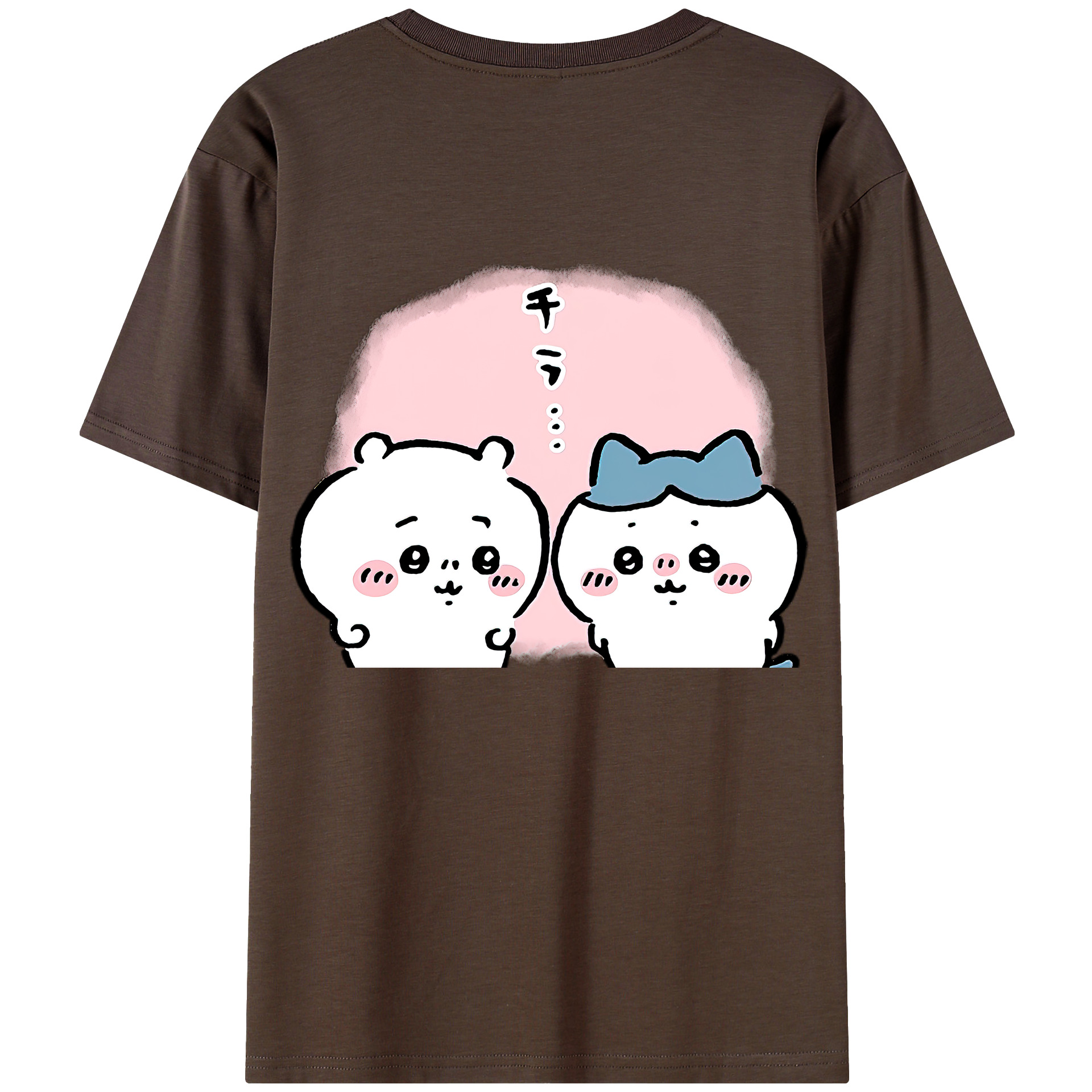 （画像用） ちいかわ ハチワレ Chii-kawa hachiware 綿100％半袖Tシャツ（背面プリント）