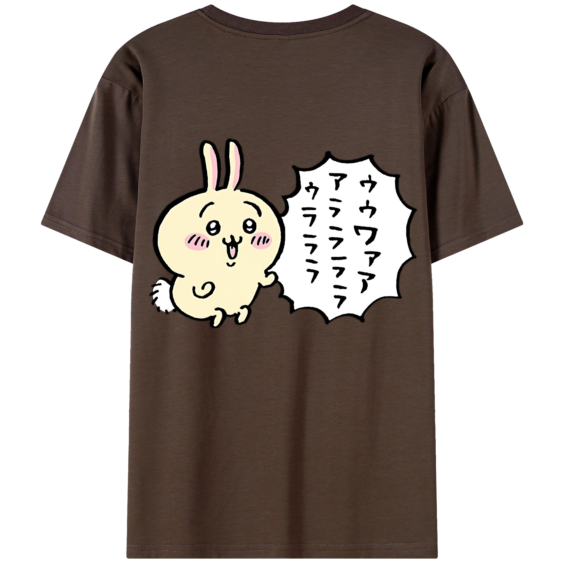 （画像用） ちいかわ うさぎ Chii-kawa usagi 綿100％半袖Tシャツ（背面プリント）
