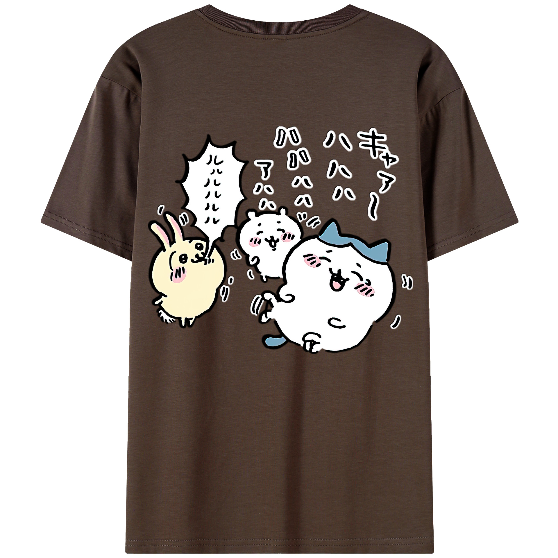 （画像用） ちいかわ うさぎ Chii-kawa usagi 綿100％半袖Tシャツ（背面プリント）
