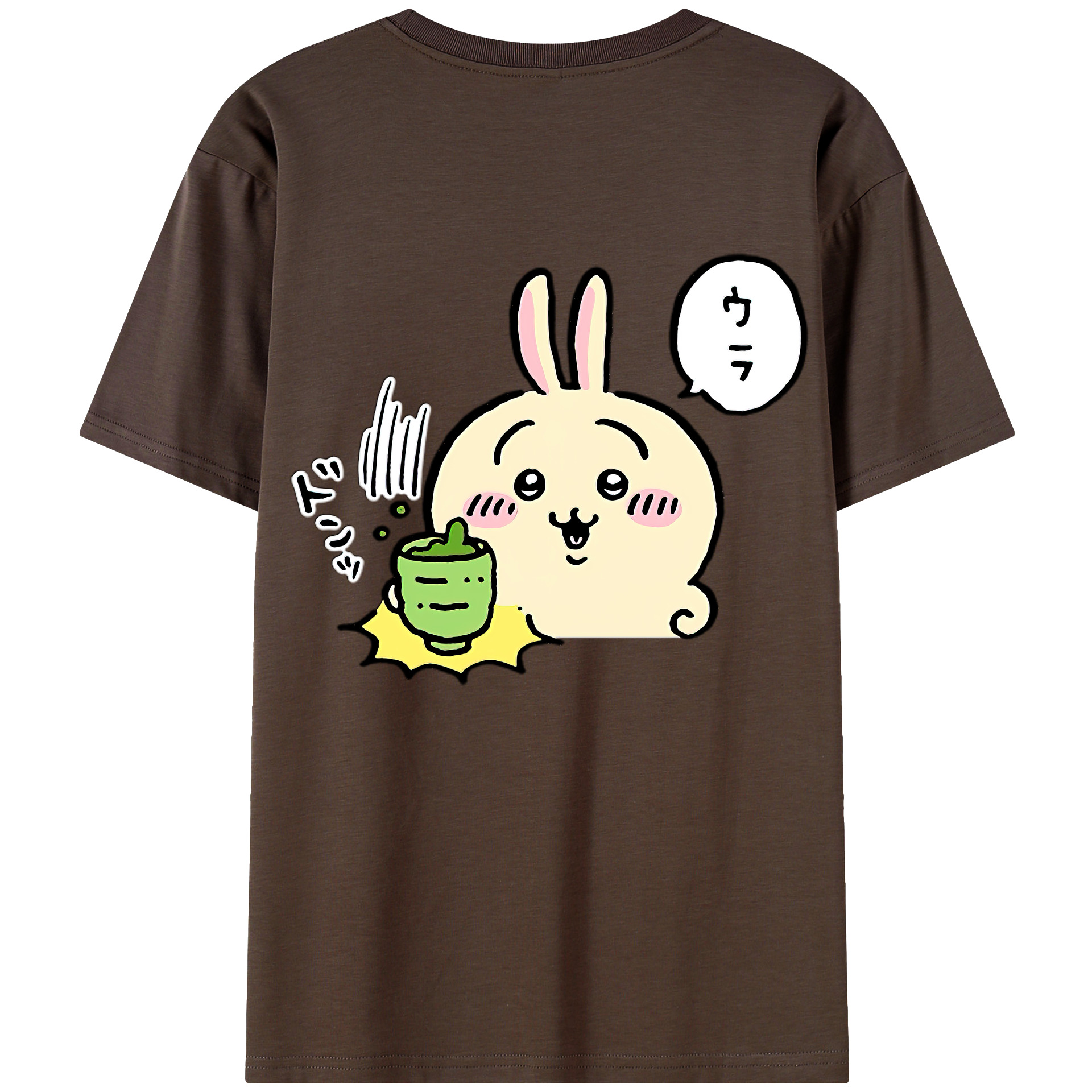 （画像用） ちいかわ うさぎ Chii-kawa usagi 綿100％半袖Tシャツ（背面プリント）