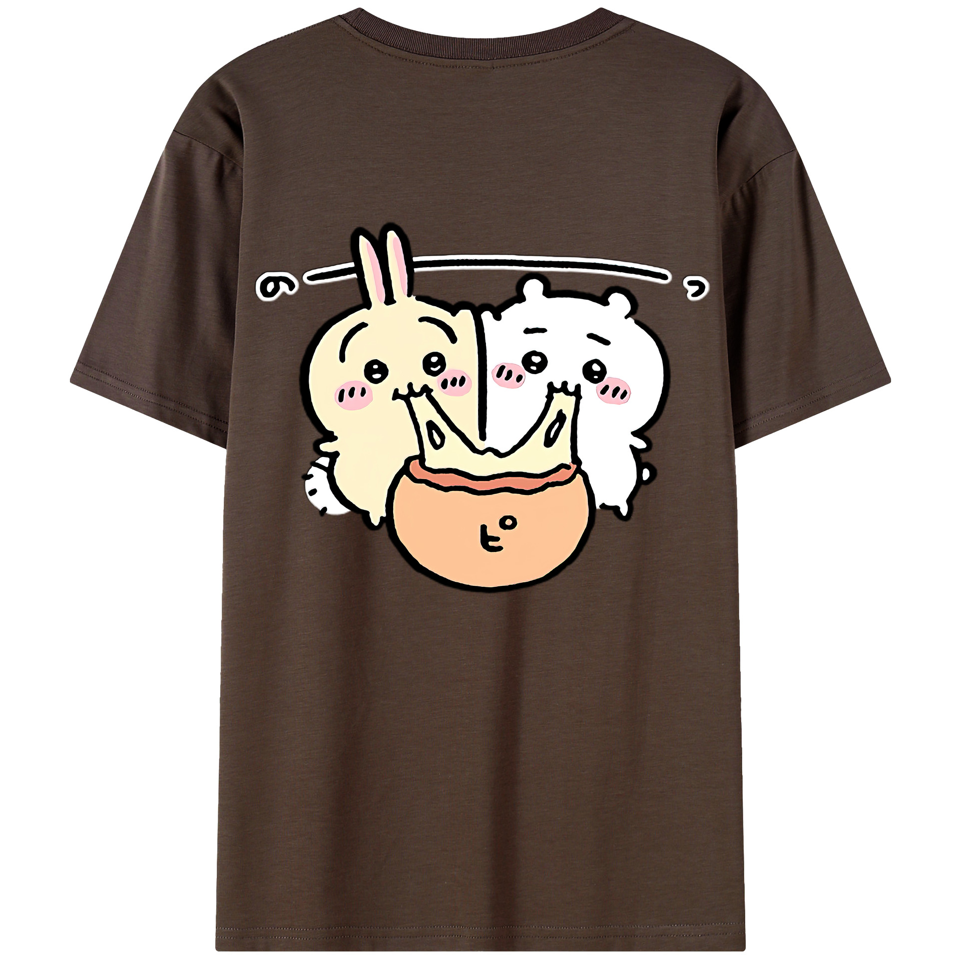 （画像用） ちいかわ うさぎ Chii-kawa usagi 綿100％半袖Tシャツ（背面プリント）