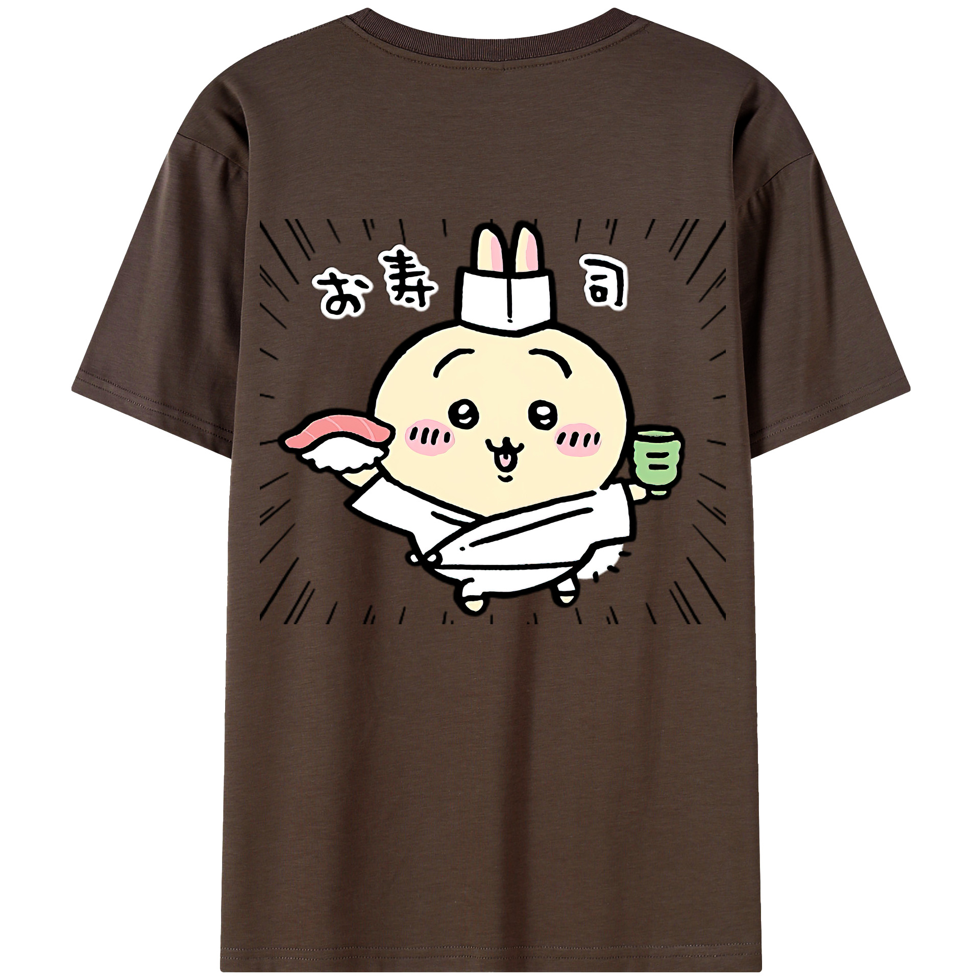 （画像用） ちいかわ うさぎ Chii-kawa usagi 綿100％半袖Tシャツ（背面プリント）