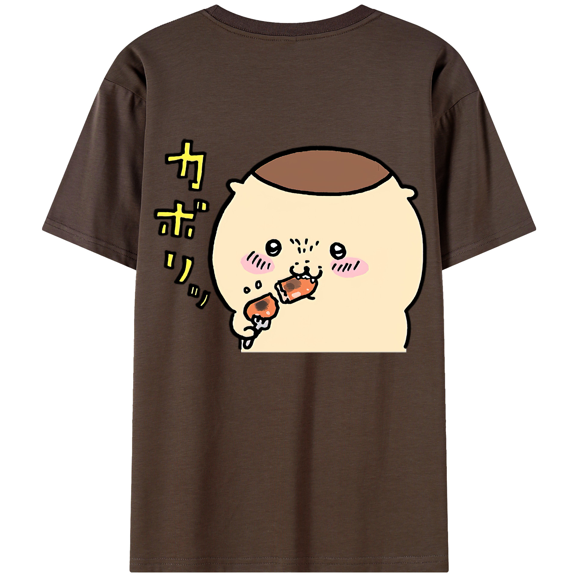 （画像用） ちいかわ くりまんじゅう Chii-kawa kuri manjū 綿100％半袖Tシャツ（背面プリント）