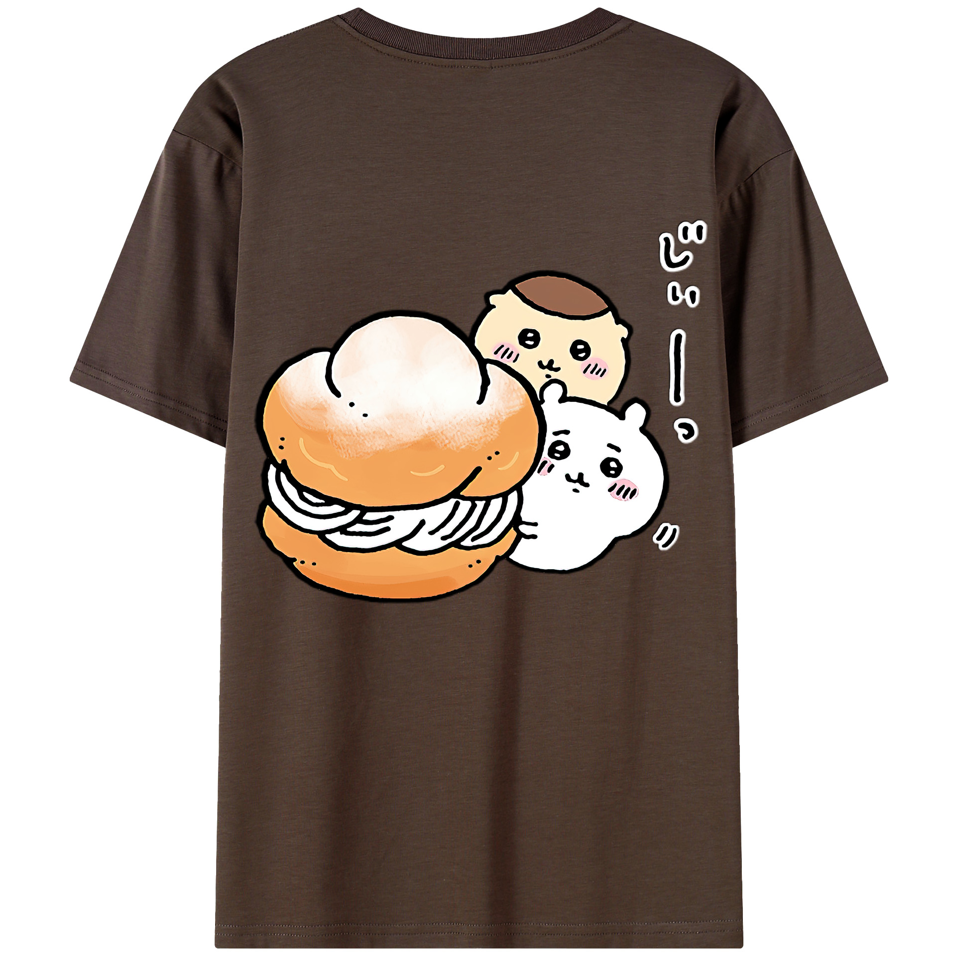 （画像用） ちいかわ くりまんじゅう Chii-kawa kuri manjū 綿100％半袖Tシャツ（背面プリント）