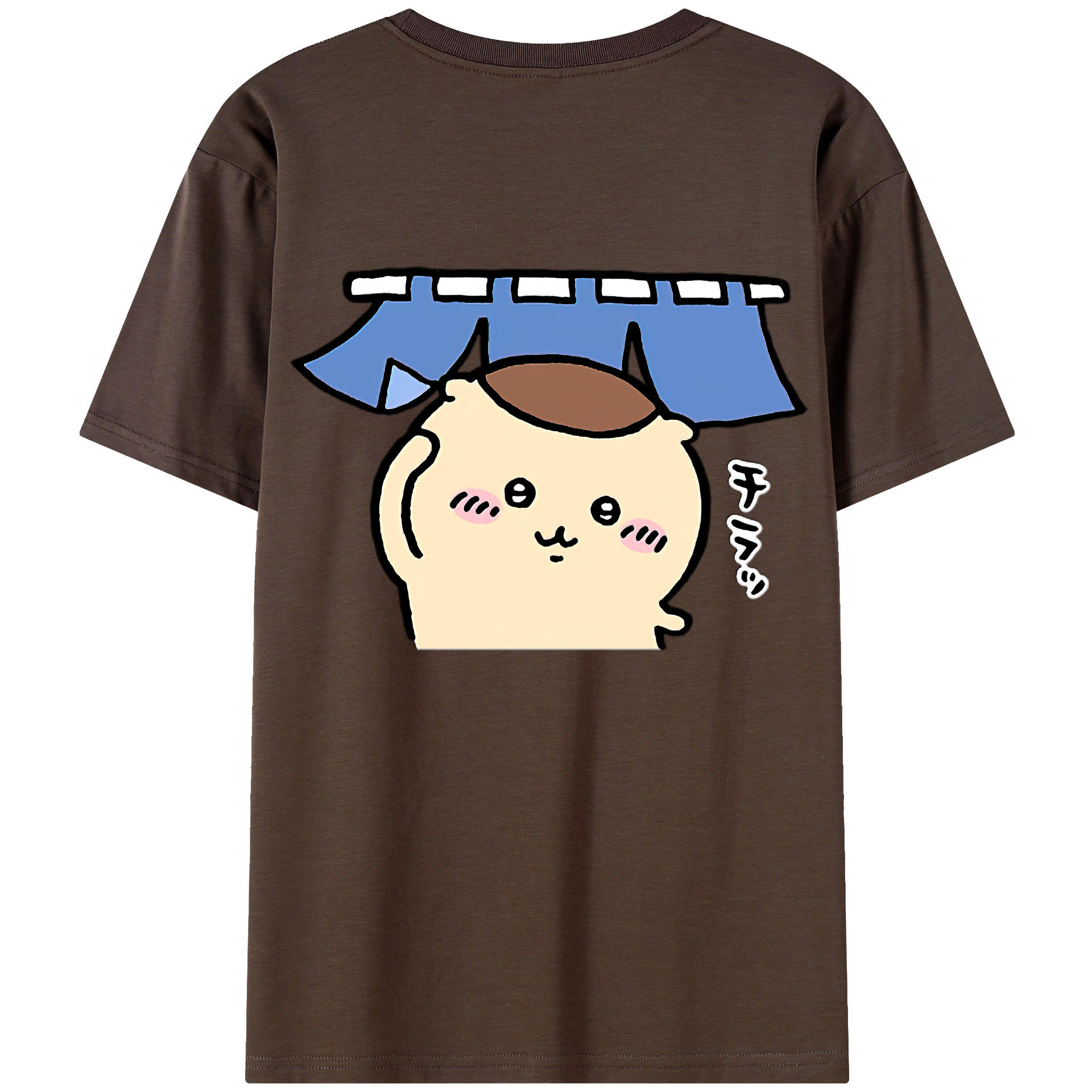 （画像用） ちいかわ くりまんじゅう Chii-kawa kuri manjū 綿100％半袖Tシャツ（背面プリント）