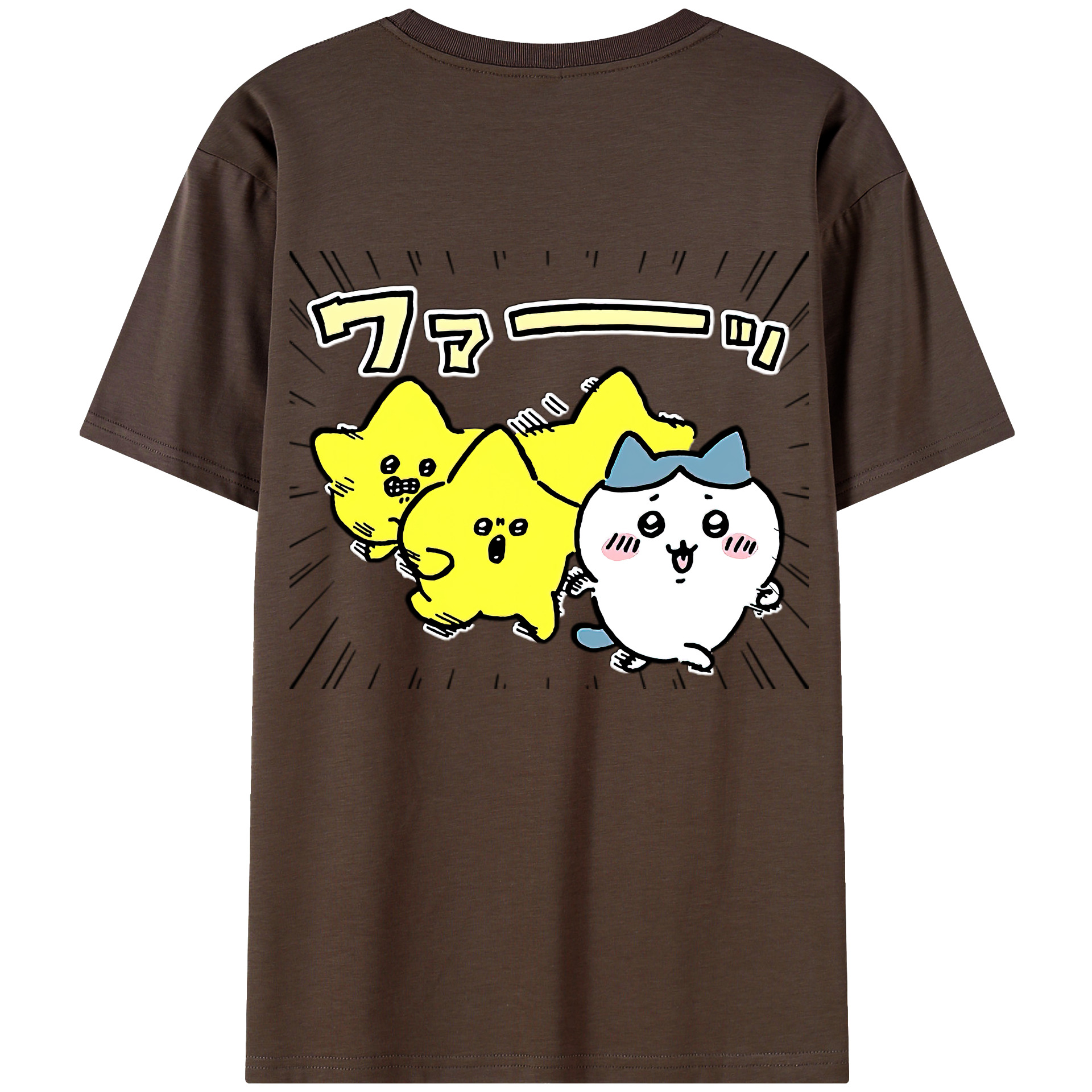 （画像用） ちいかわ 流れ星 Chii-kawa Shooting star 綿100％半袖Tシャツ（背面プリント）