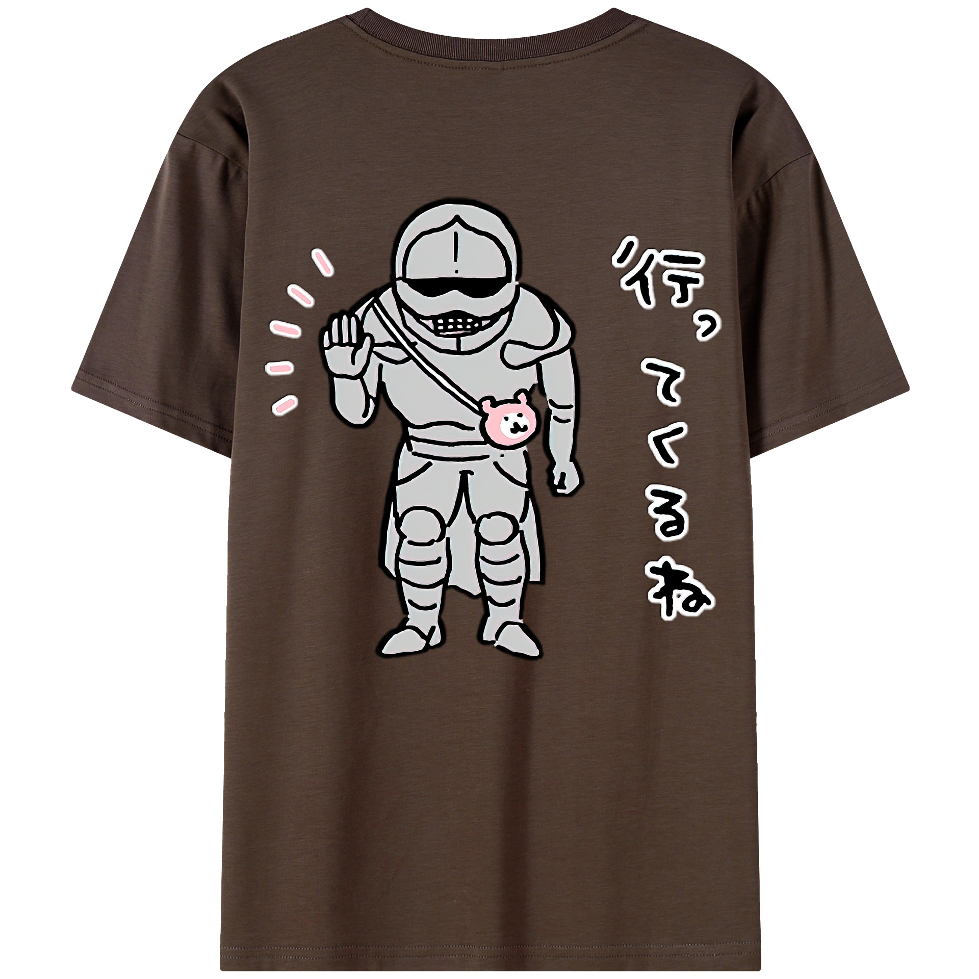 （画像用） ちいかわ 労働の鎧さん Chii-kawa Mr. Armor of Labor 綿100％半袖Tシャツ（背面プリント）