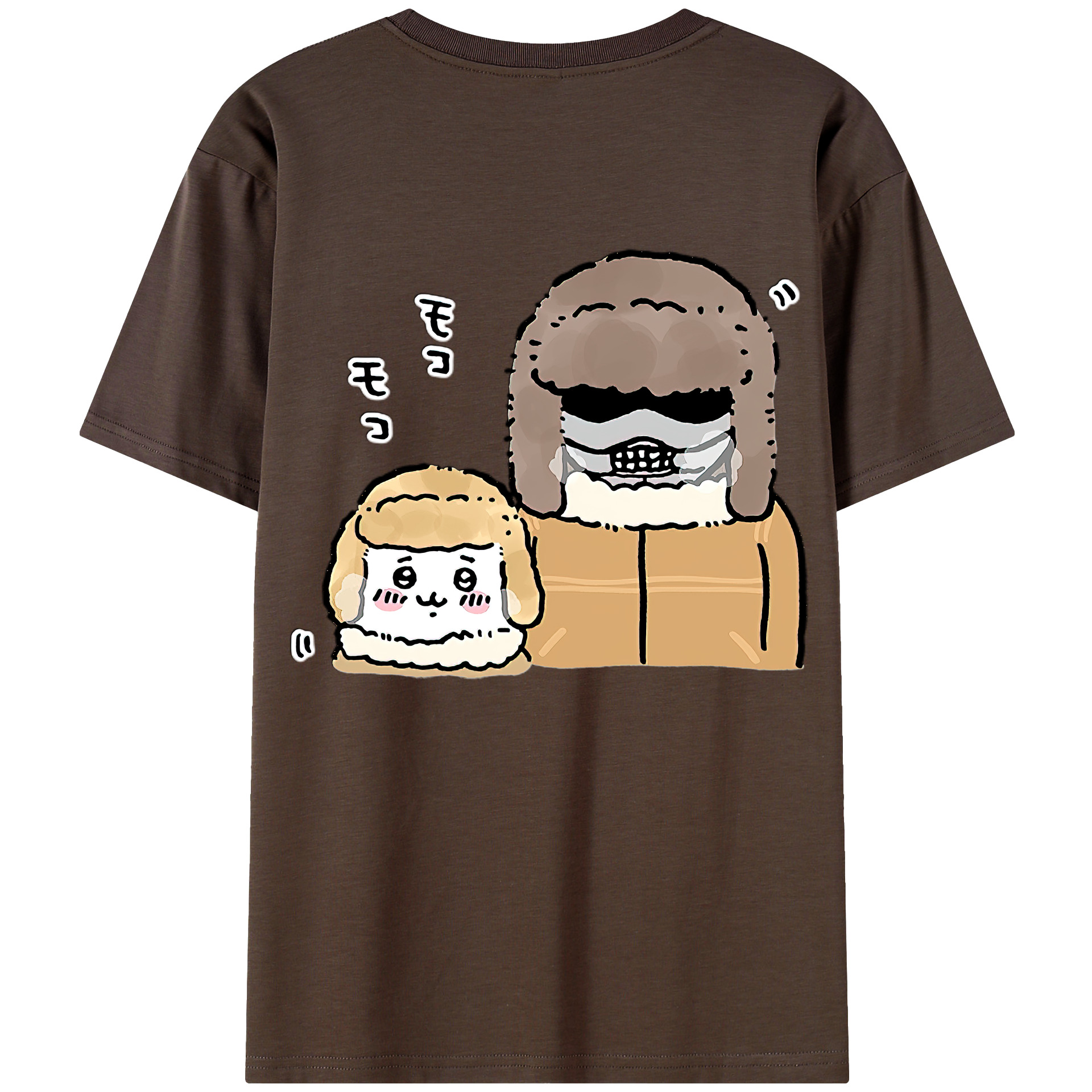 （画像用） ちいかわ 労働の鎧さん Chii-kawa Mr. Armor of Labor 綿100％半袖Tシャツ（背面プリント）